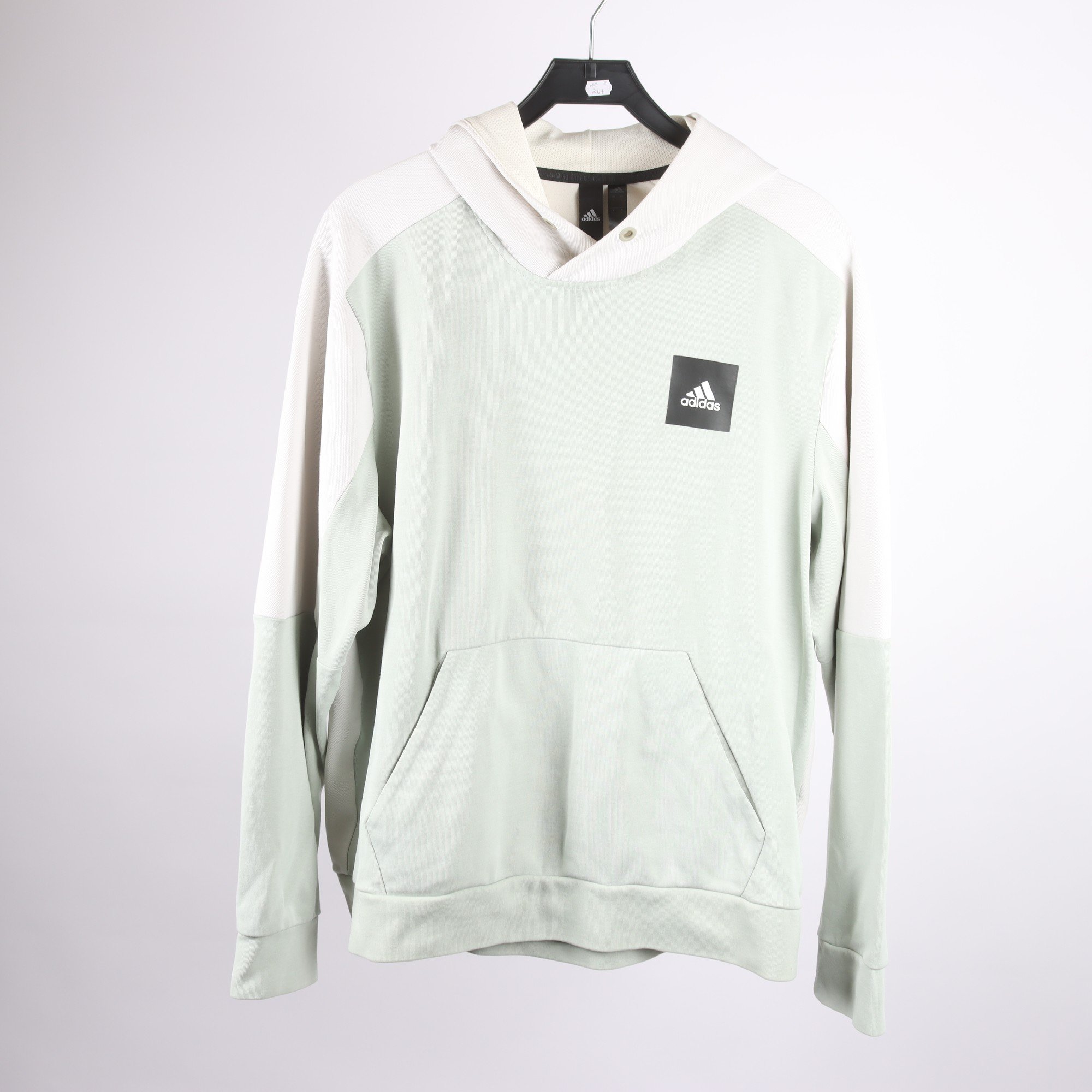 Hoodie, Adidas, vit, grön, stl. L