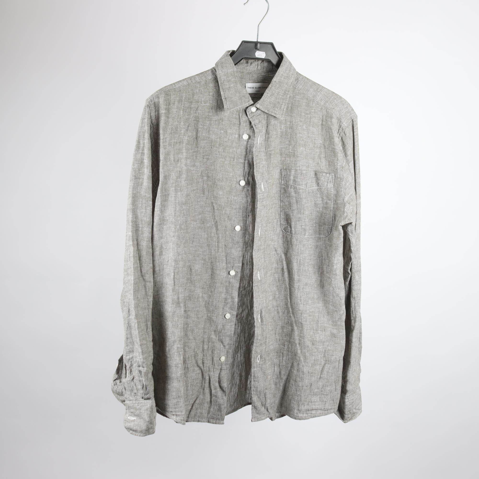 Skjorta, These Glory Days, grå, 55% lin, stl. M.