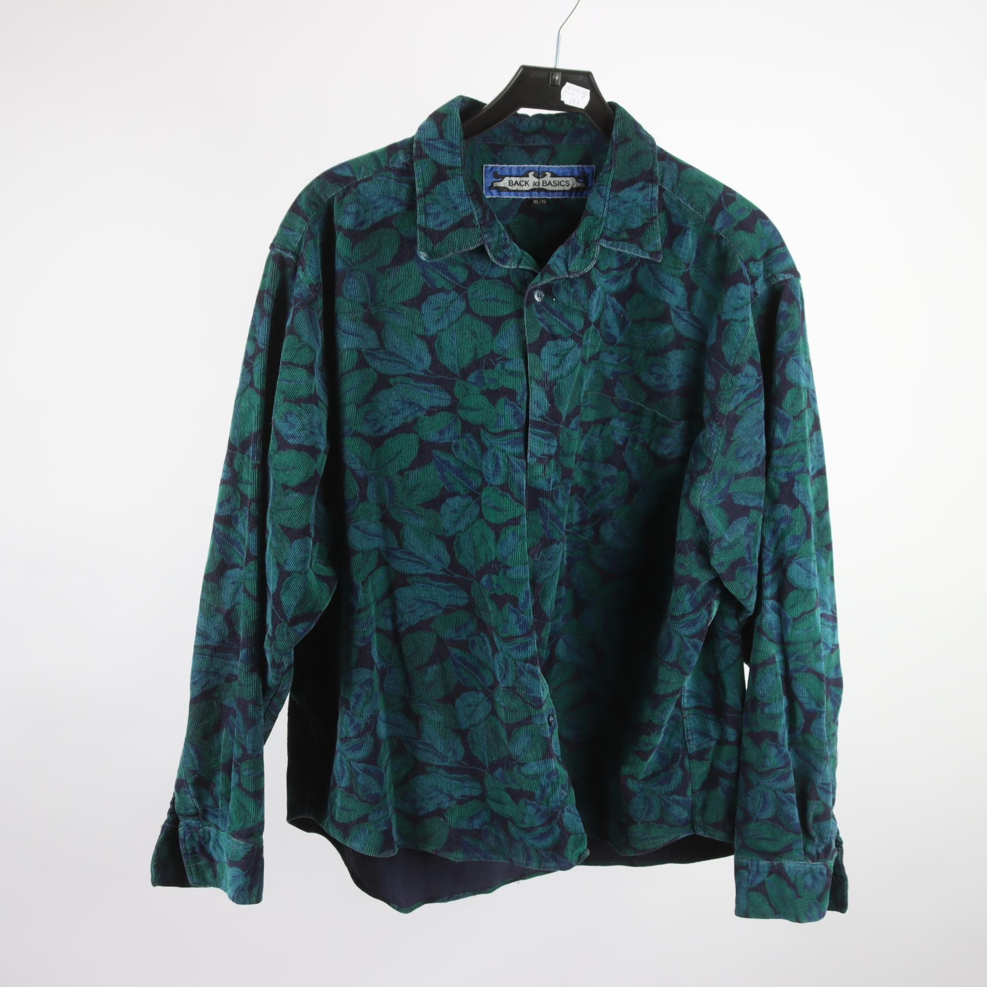 Skjorta, Back to Basics, grön, blå, manchester, stl. XL.