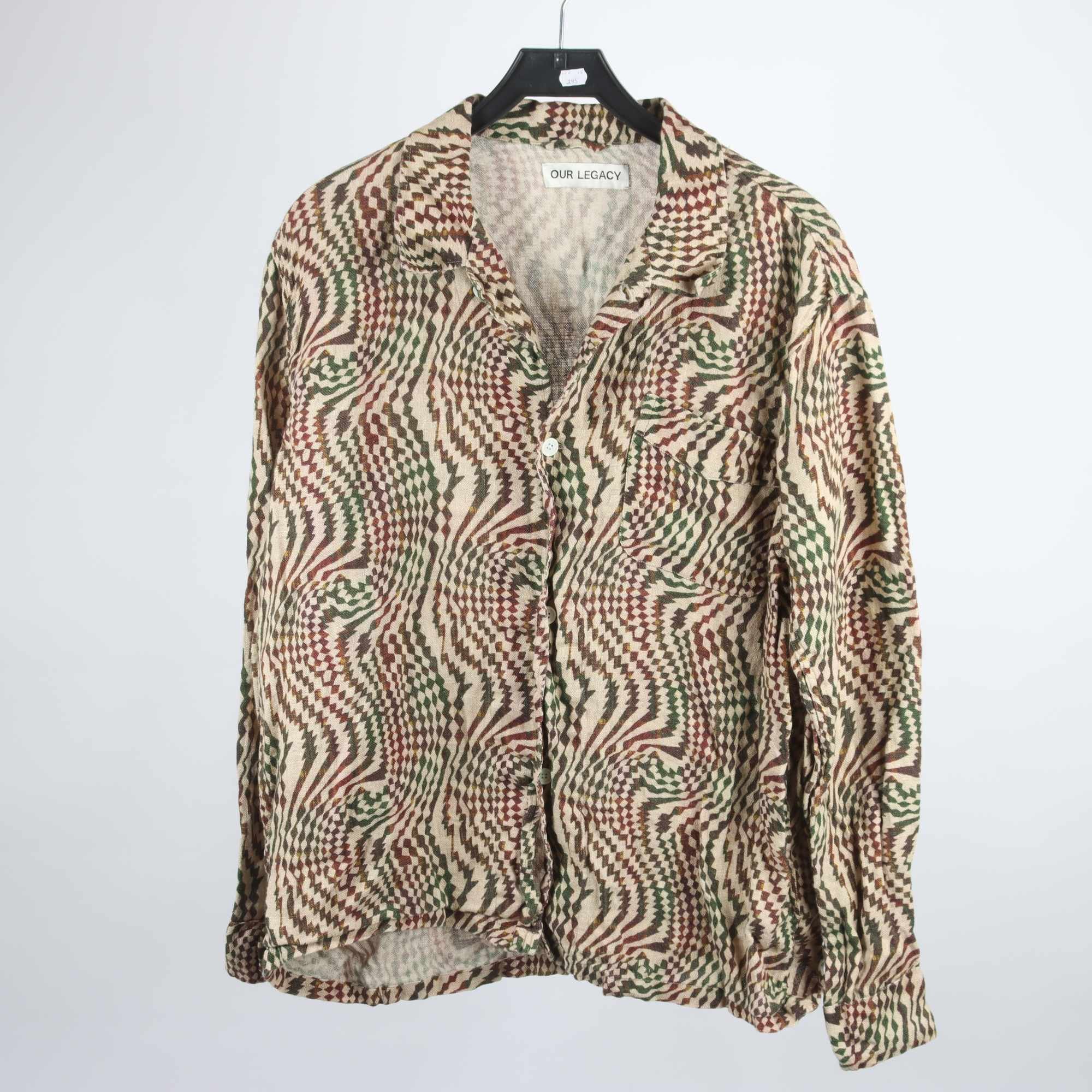 Skjorta, Our Legacy, beige, grön, 100% lin, stl. 50.