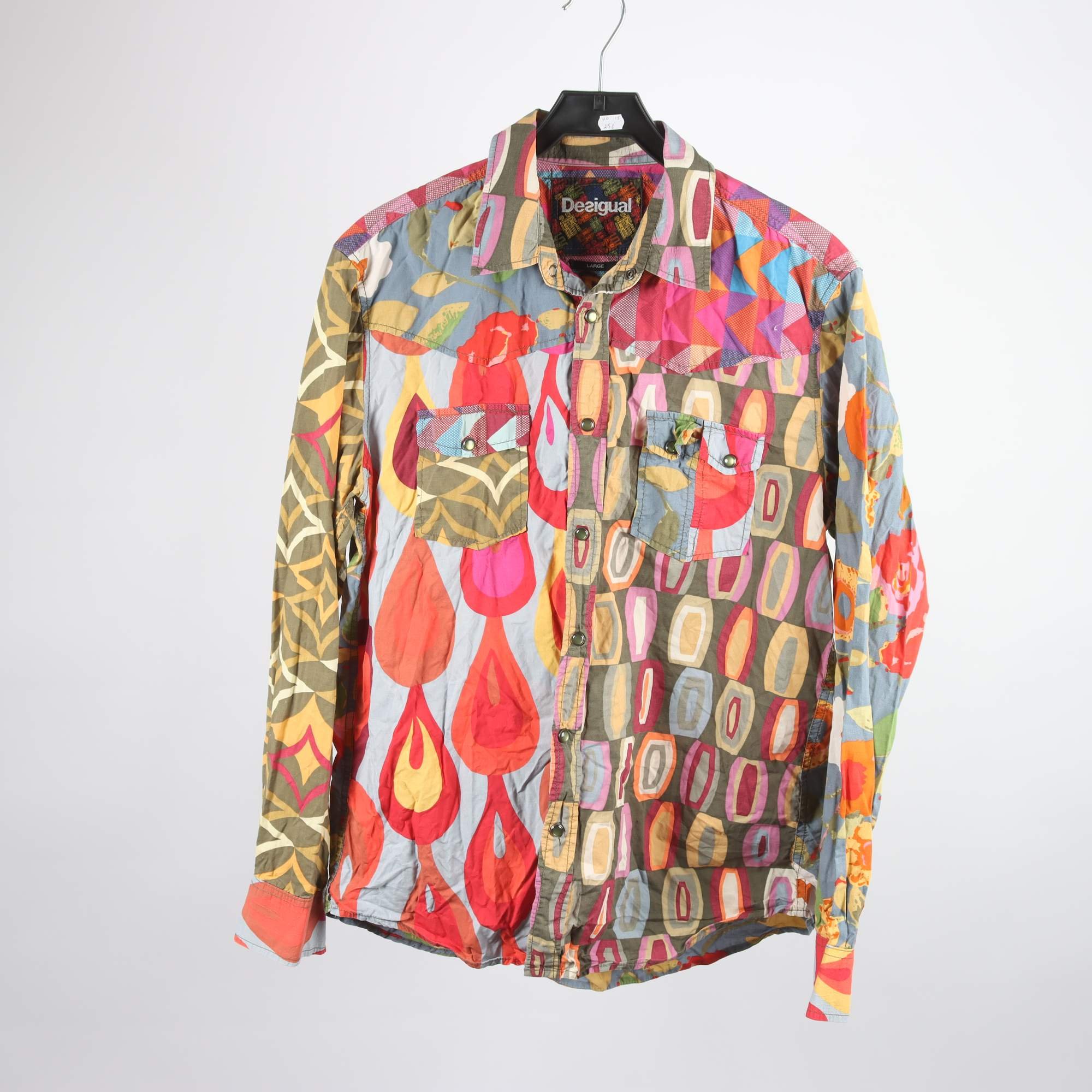 Skjorta, Desigual, lila, rosa, orange, stl. L