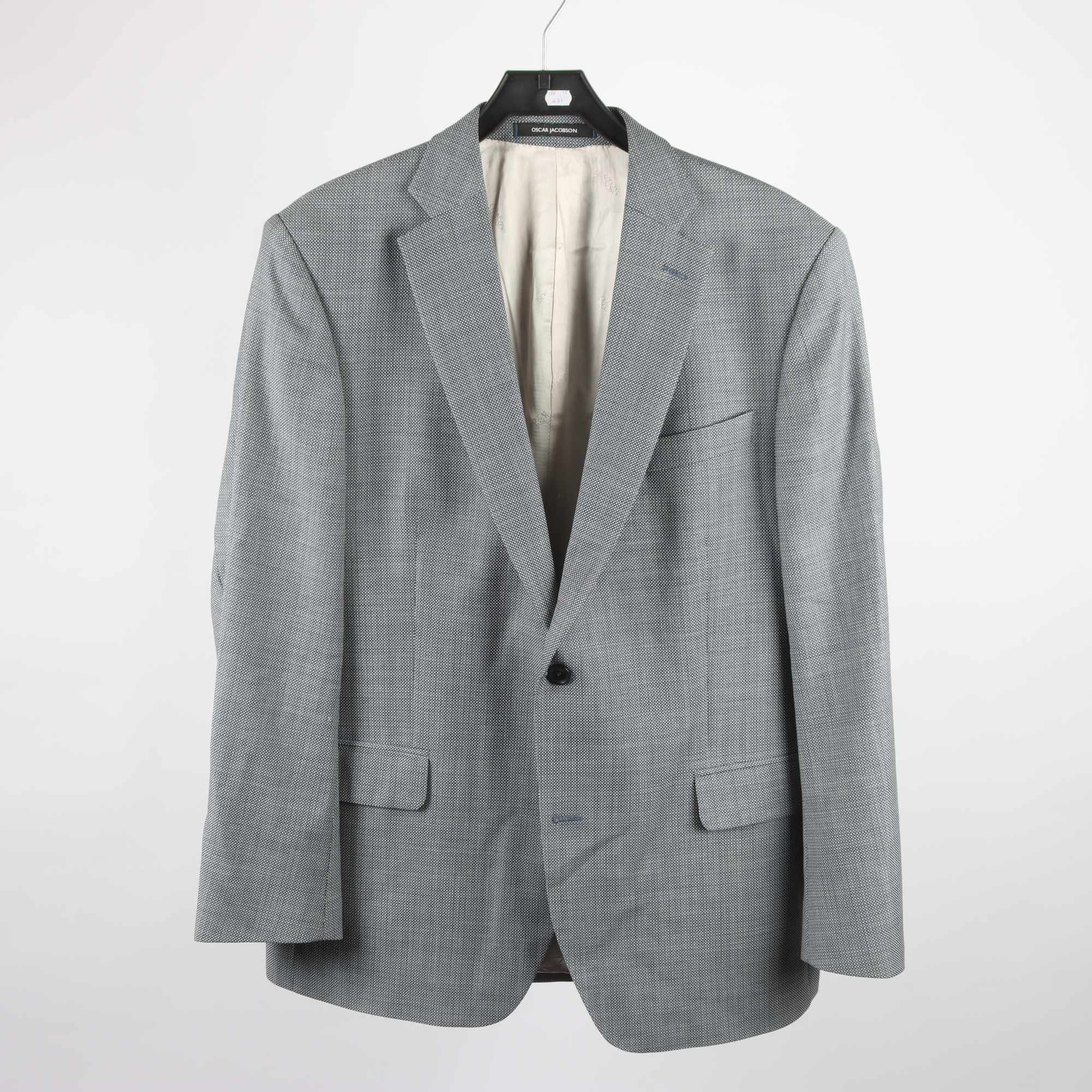 Kavaj, Oscar Jacobson, vit, blå, 100% ull, stl. 104.