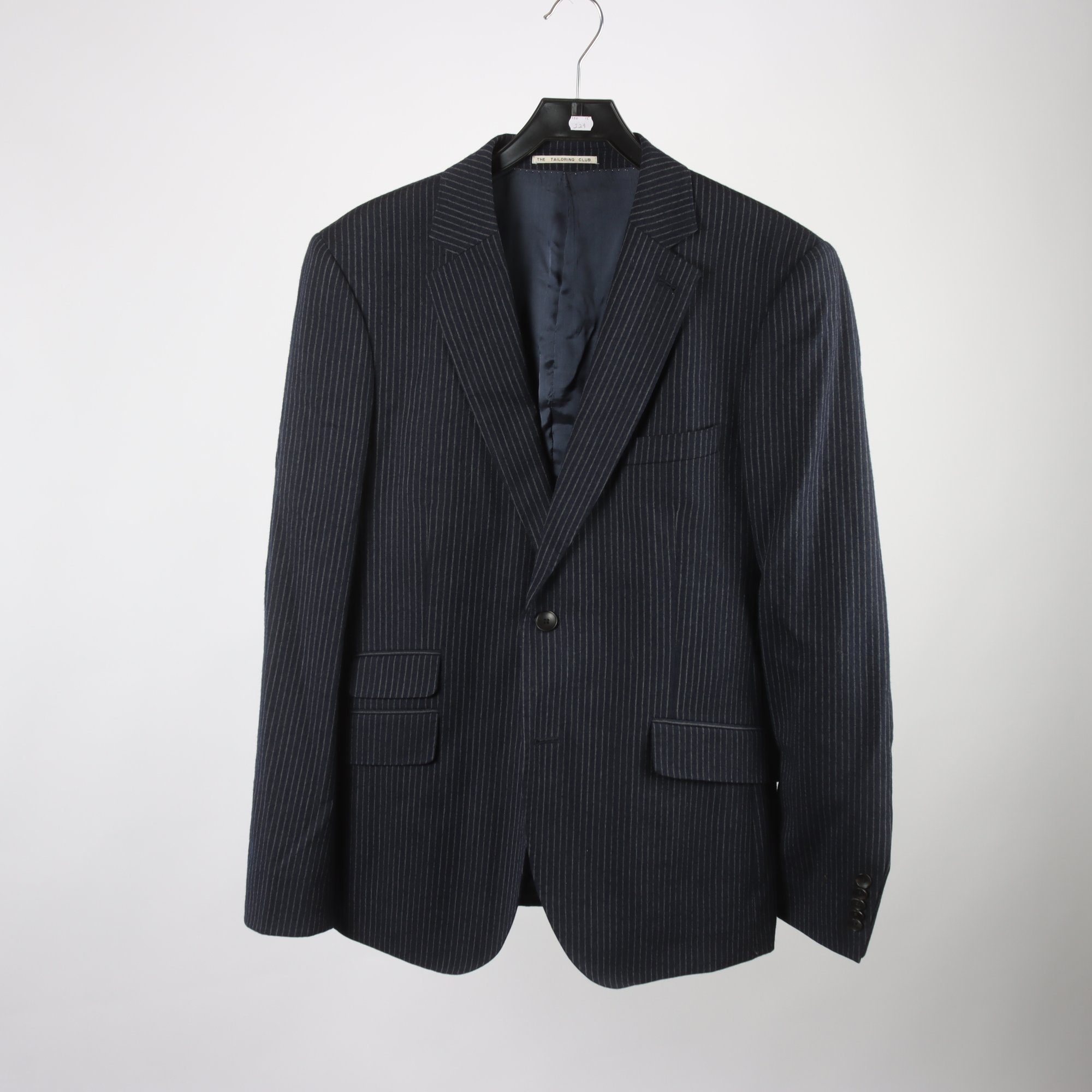 Kavaj, The Tailoring Club, blå, randig, 100% ull, stl. 50.