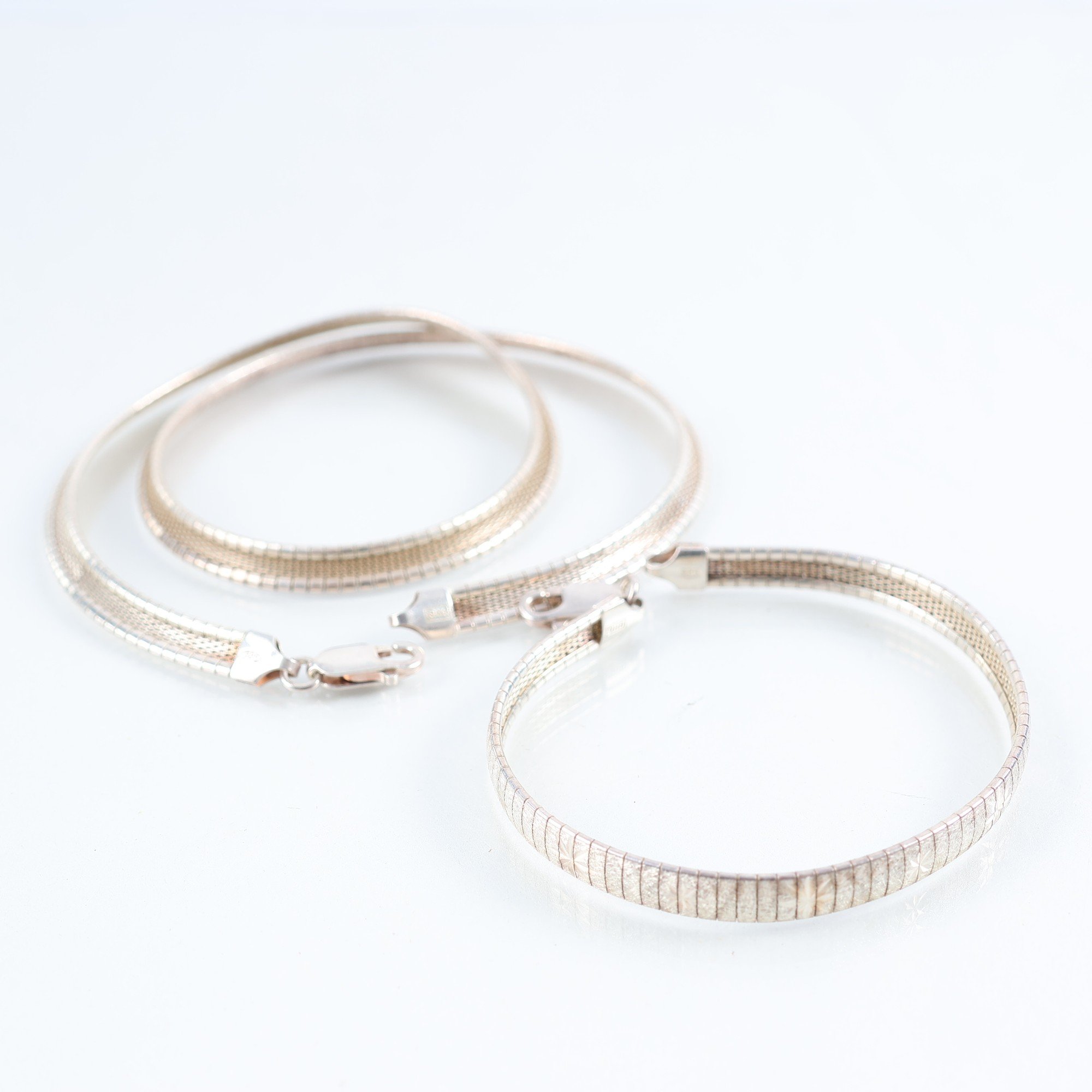 Smyckesset, armband & halsband, silver, brv: 35g