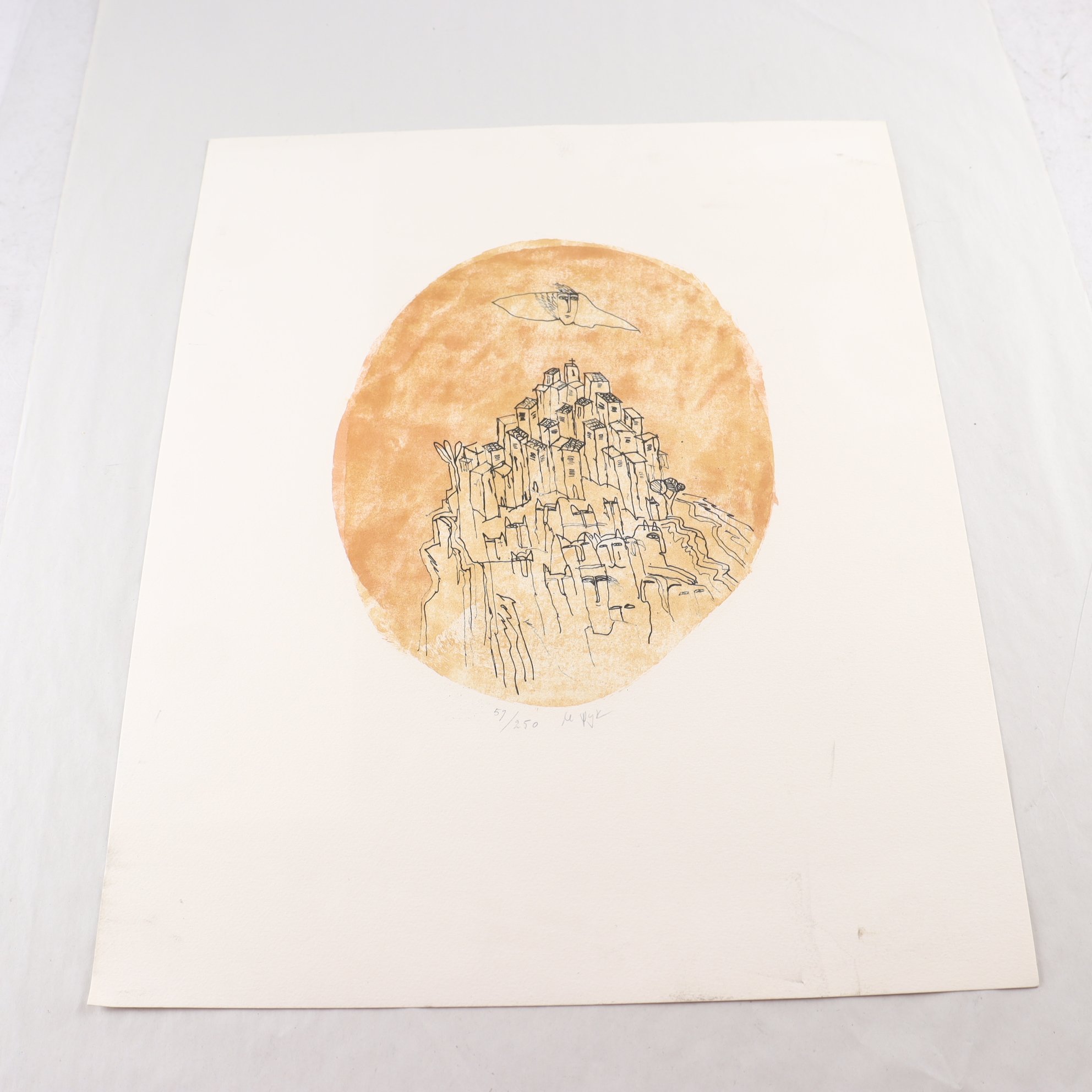 Färglitografi, City, Madeleine Pyk, (f. 1934), 59/250, signerad. Samfraktas ej