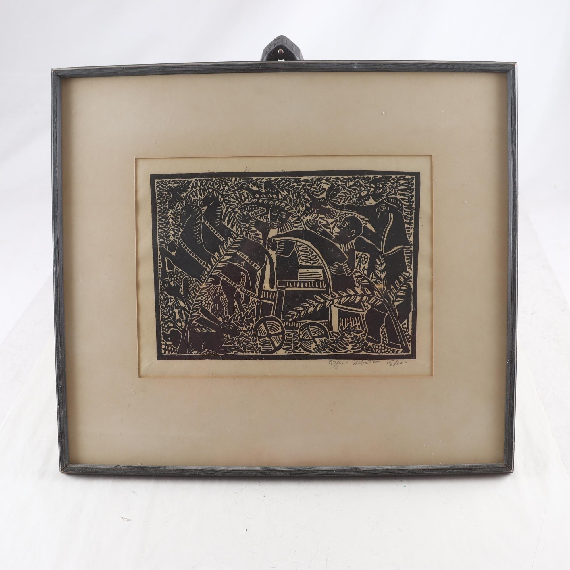 Träsnitt, Azaria Mbatha, (1941-2018), 15/100, signerad. Endast avhämtning