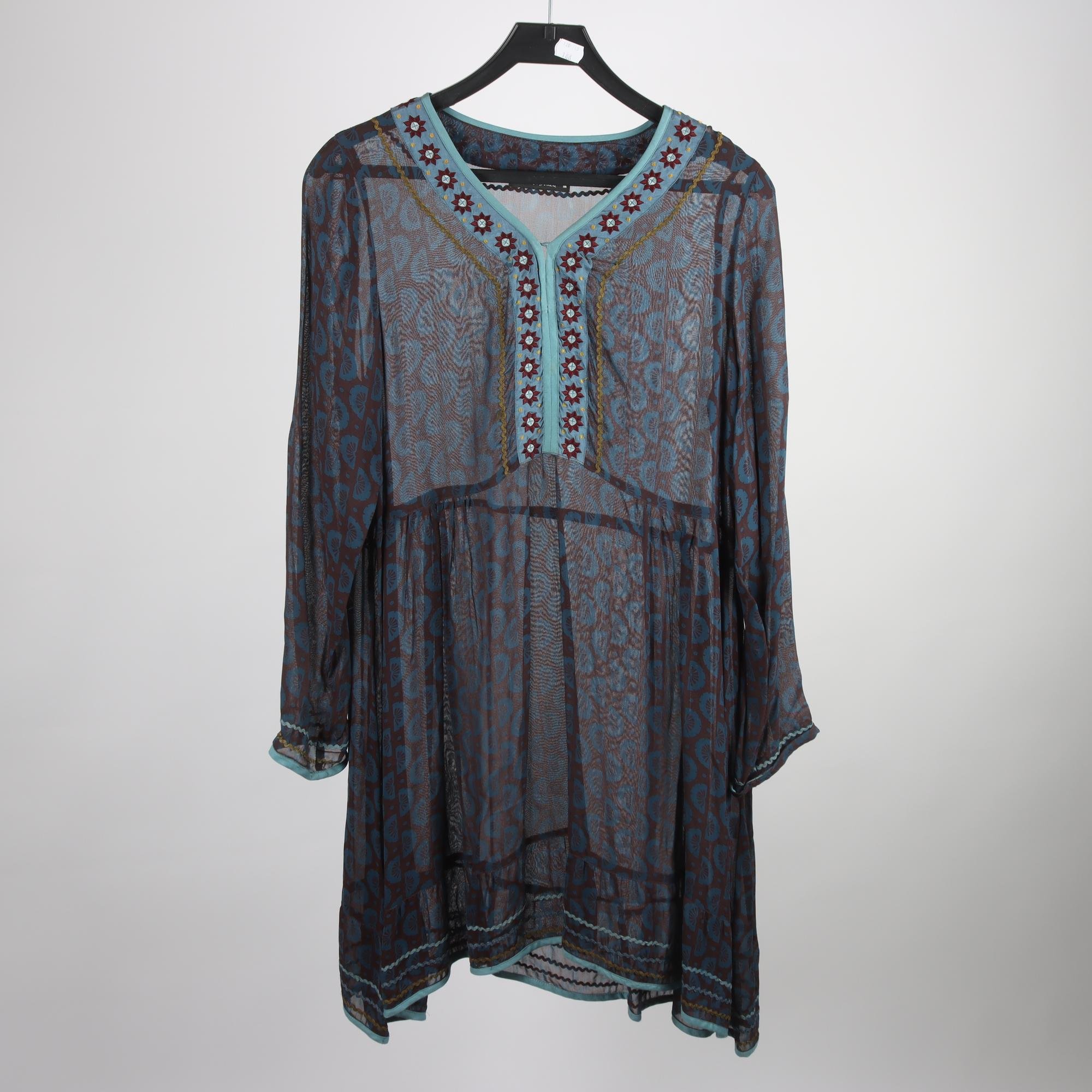 Klänning, Gudrun Sjödèn, vinröd, blå, mönstrad, transparent, stl. M