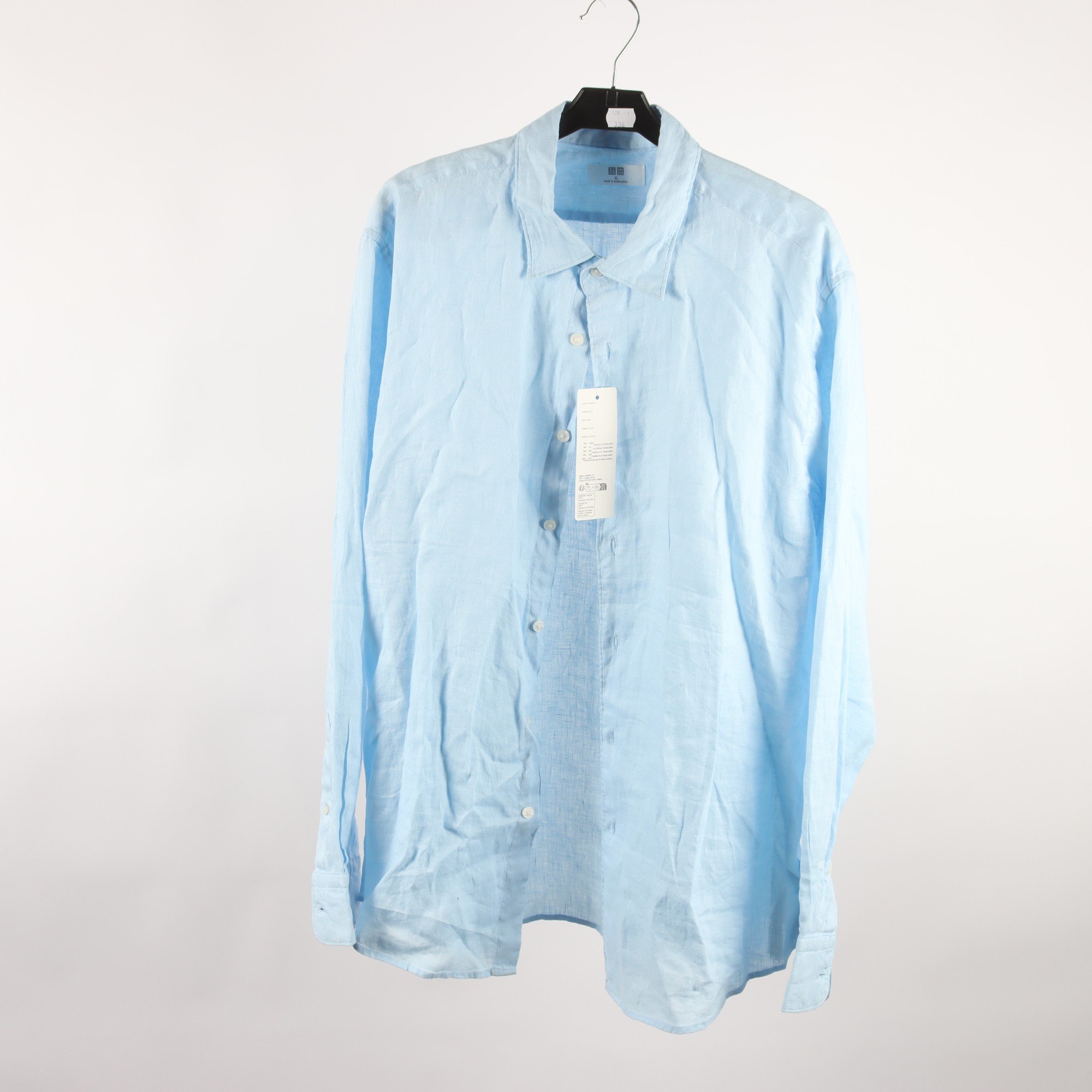 Skjorta, Uniqlo, ljusblå, 100% lin, stl. XL.