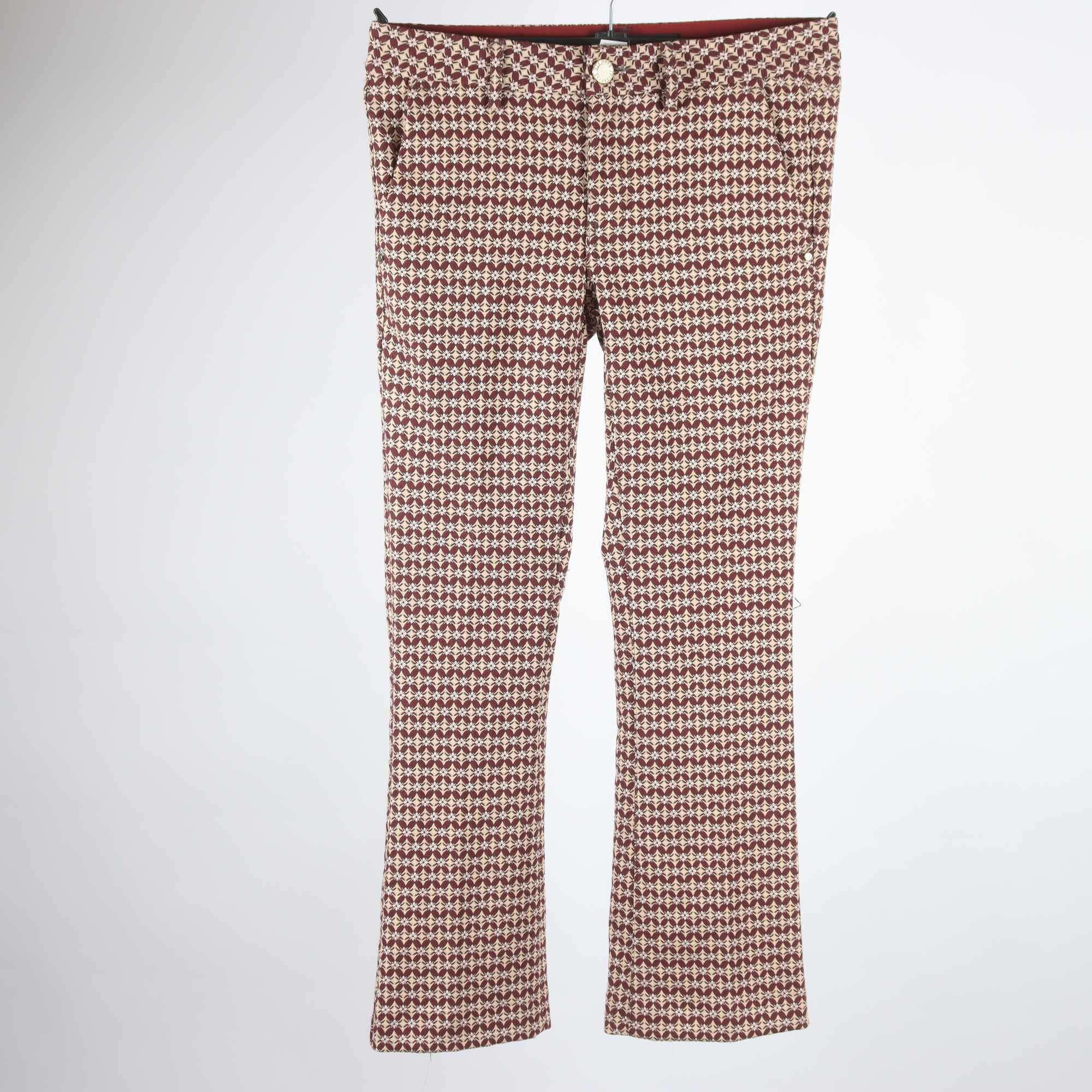 Byxor, Mos Mosh, vinröd, guld, stl. 34.