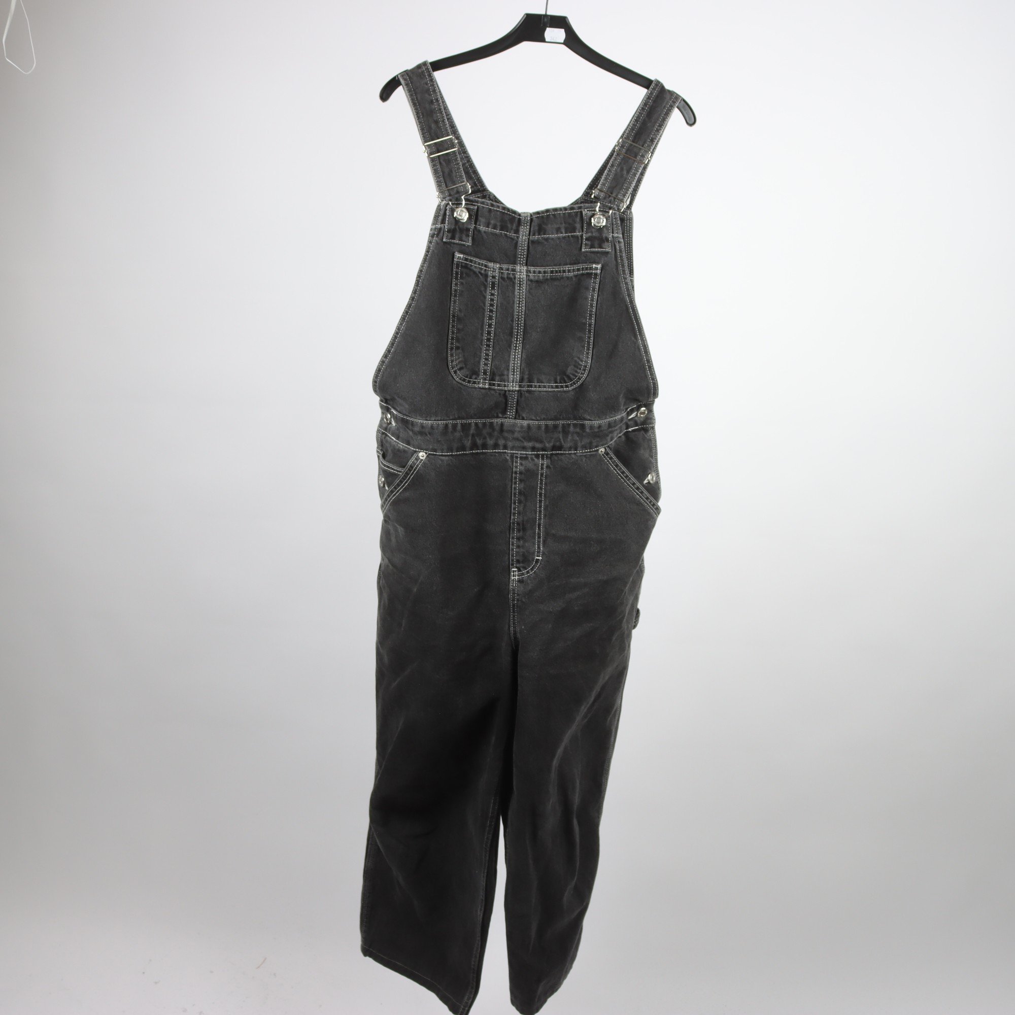 Hängselbyxor, Topshop, svart, jeans, stl. 42.