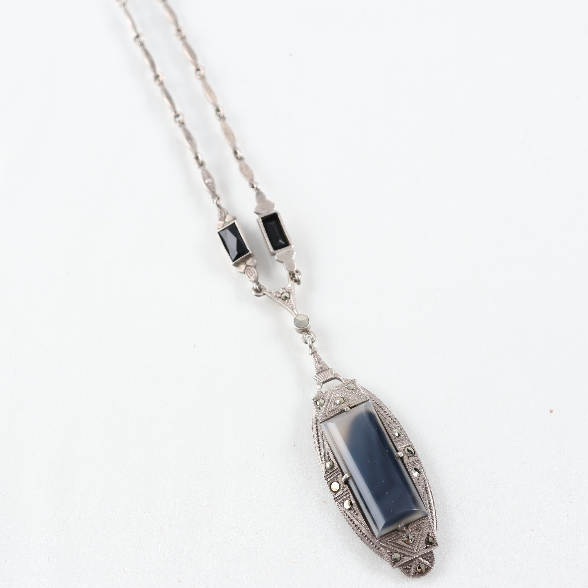 Halsband, vintage, silver 830, sten.