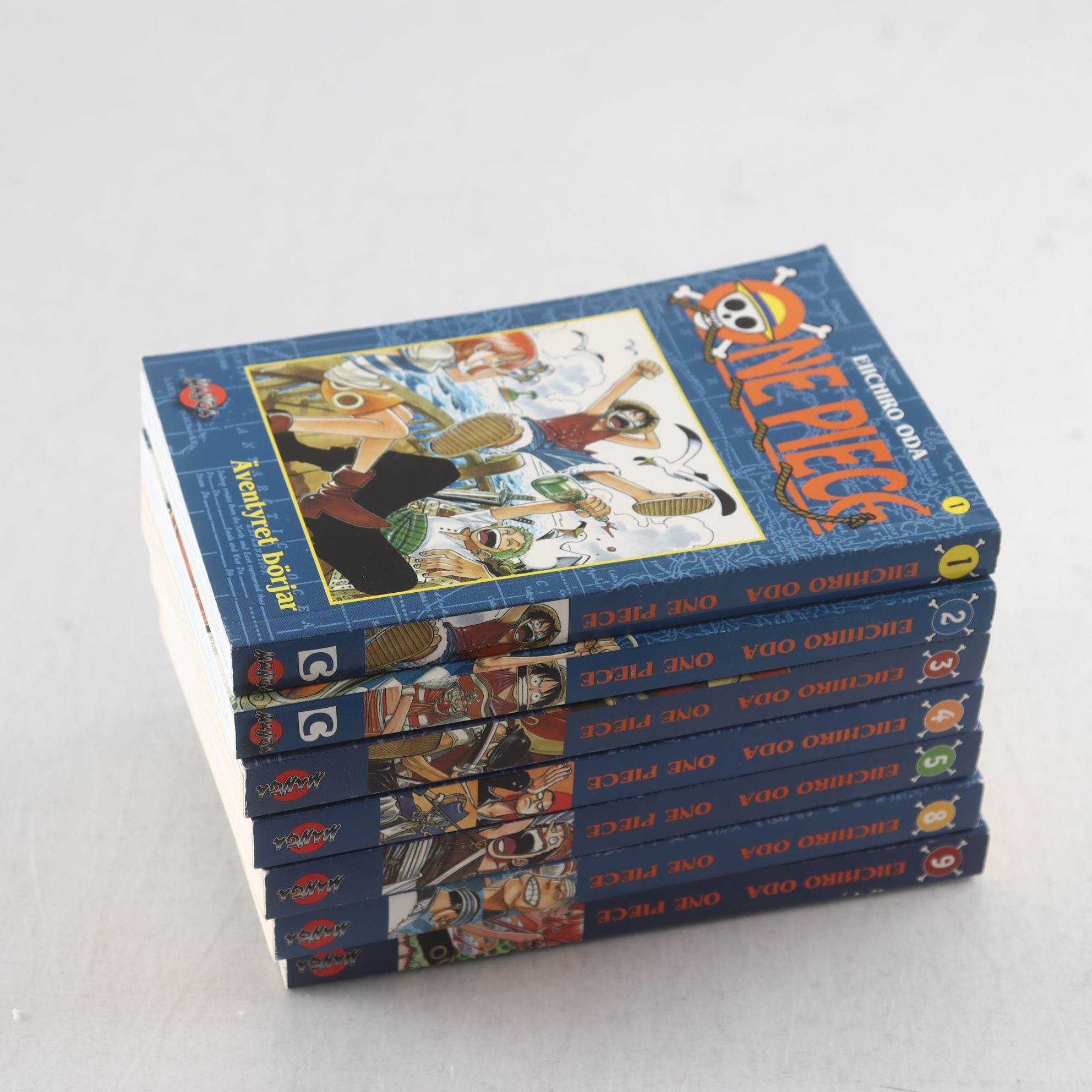 Eiichiro Oda, One Piece, Vol. 1, 2, 3, 4, 5, 8 & 9. Samfraktas ej