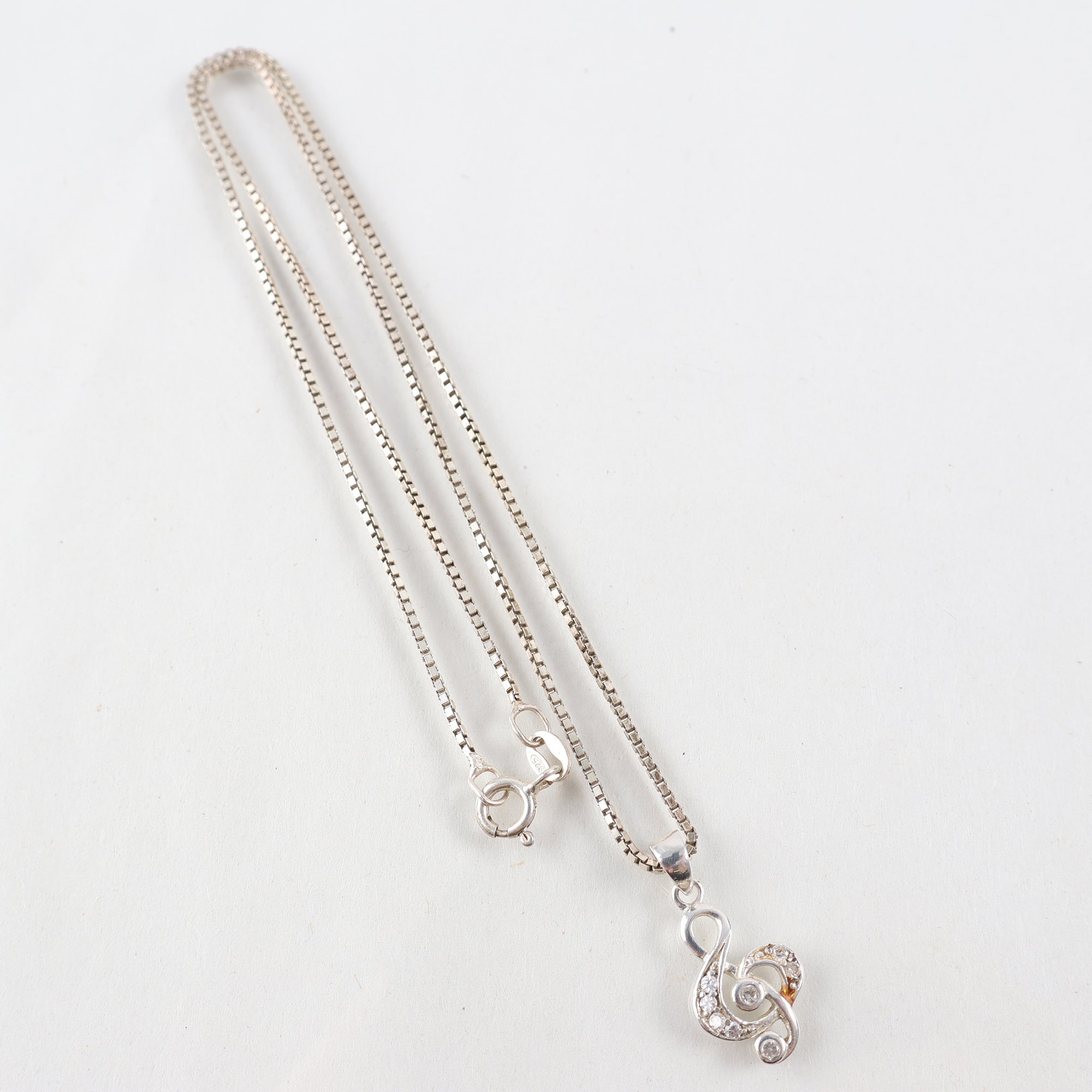 Halsband & hänge, silver, stenar, brv: 3.7g