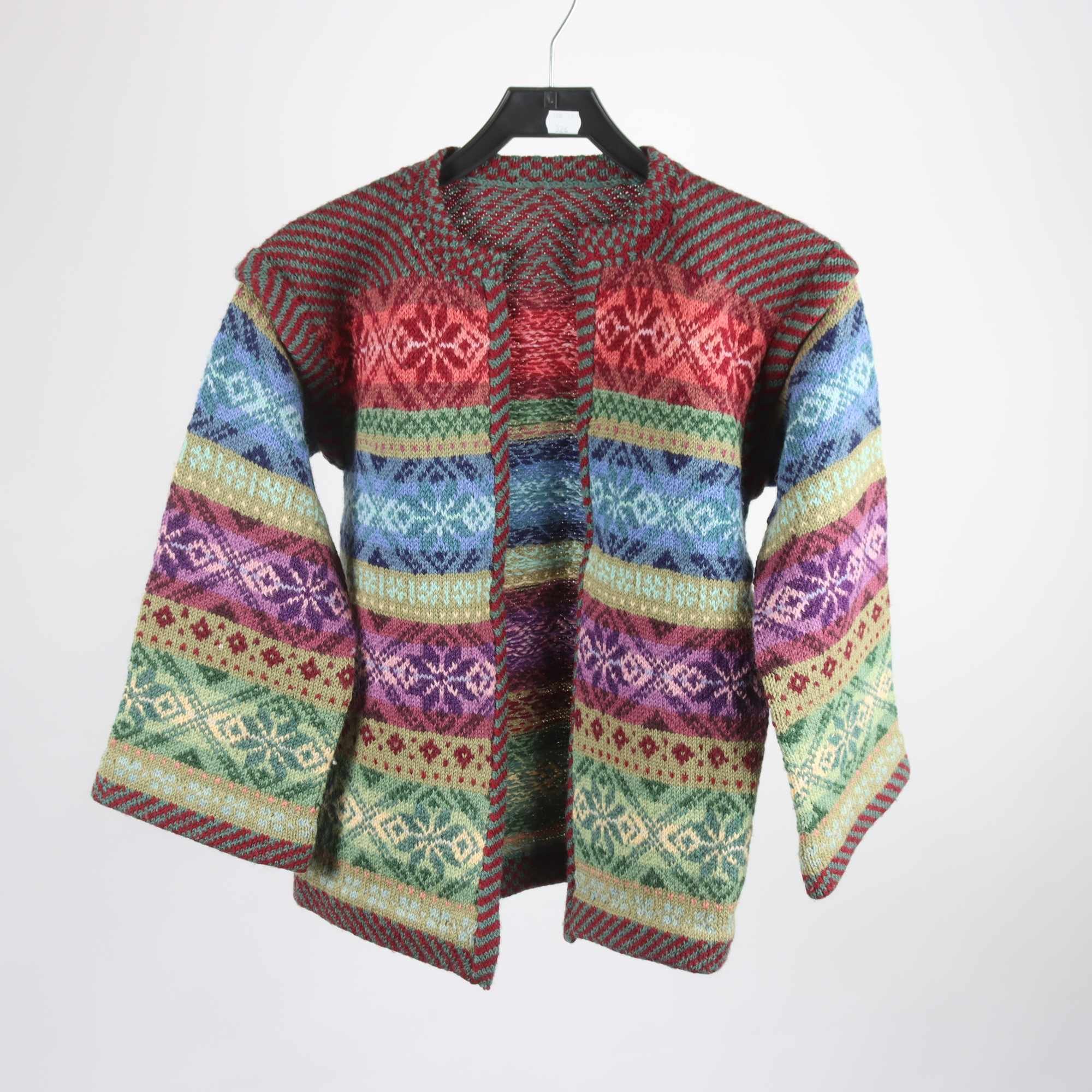 Kofta, Okänd, blå, lila, vinröd, ull, stl. ca. XS.