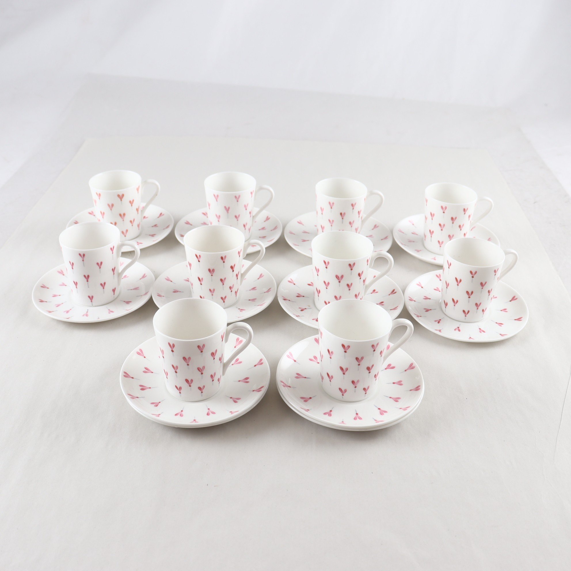 Moccakoppar, benporslin, Rosalin, Stig Lindberg, Gustavsberg. Samfraktas ej