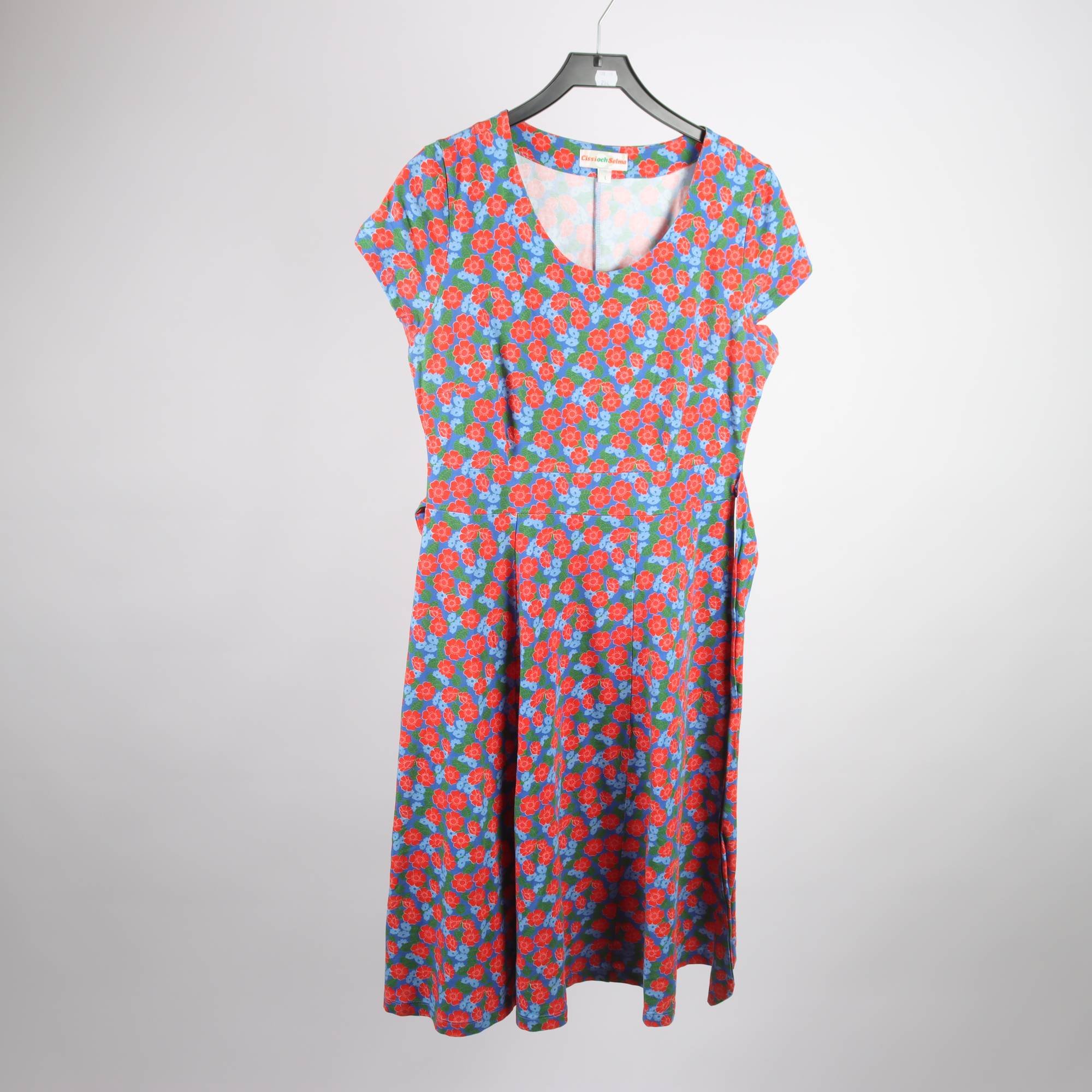 Klänning, Cissi och Selma, blommig, röd, blå, stl. L.