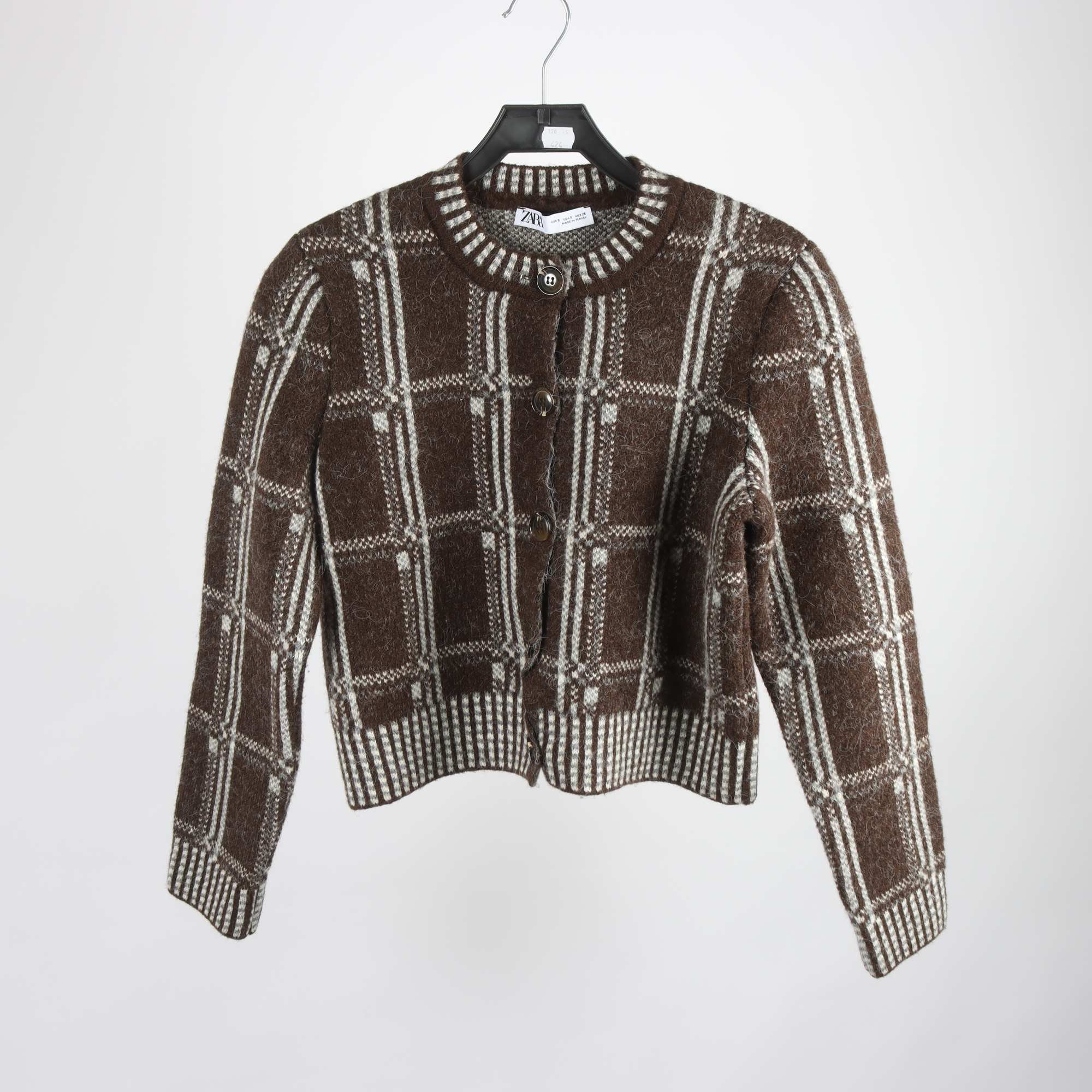 Kofta, Zara, brun, grå, ullmix, stl. S.