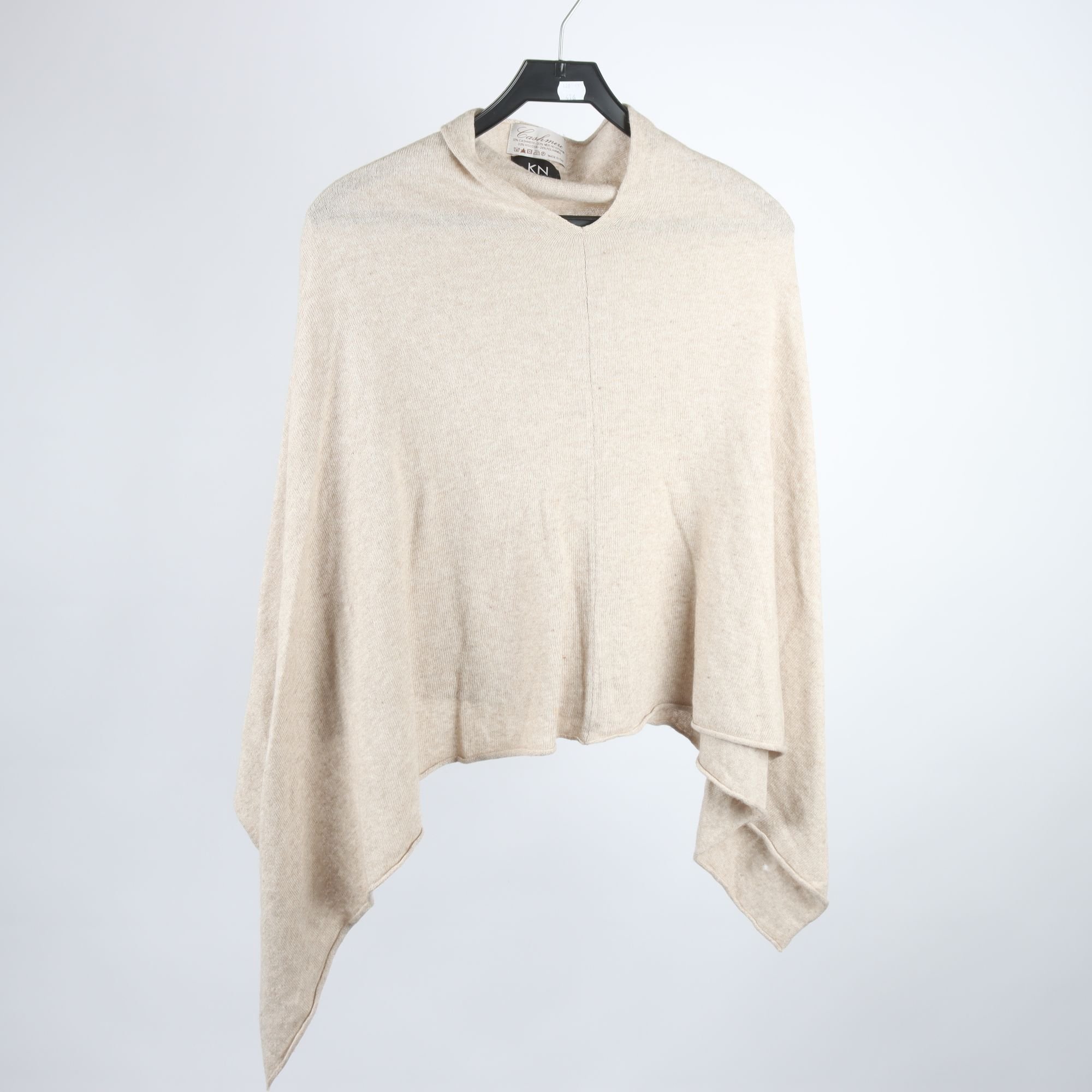 Poncho, KN, beige, ull, cashmere, stl. one size.