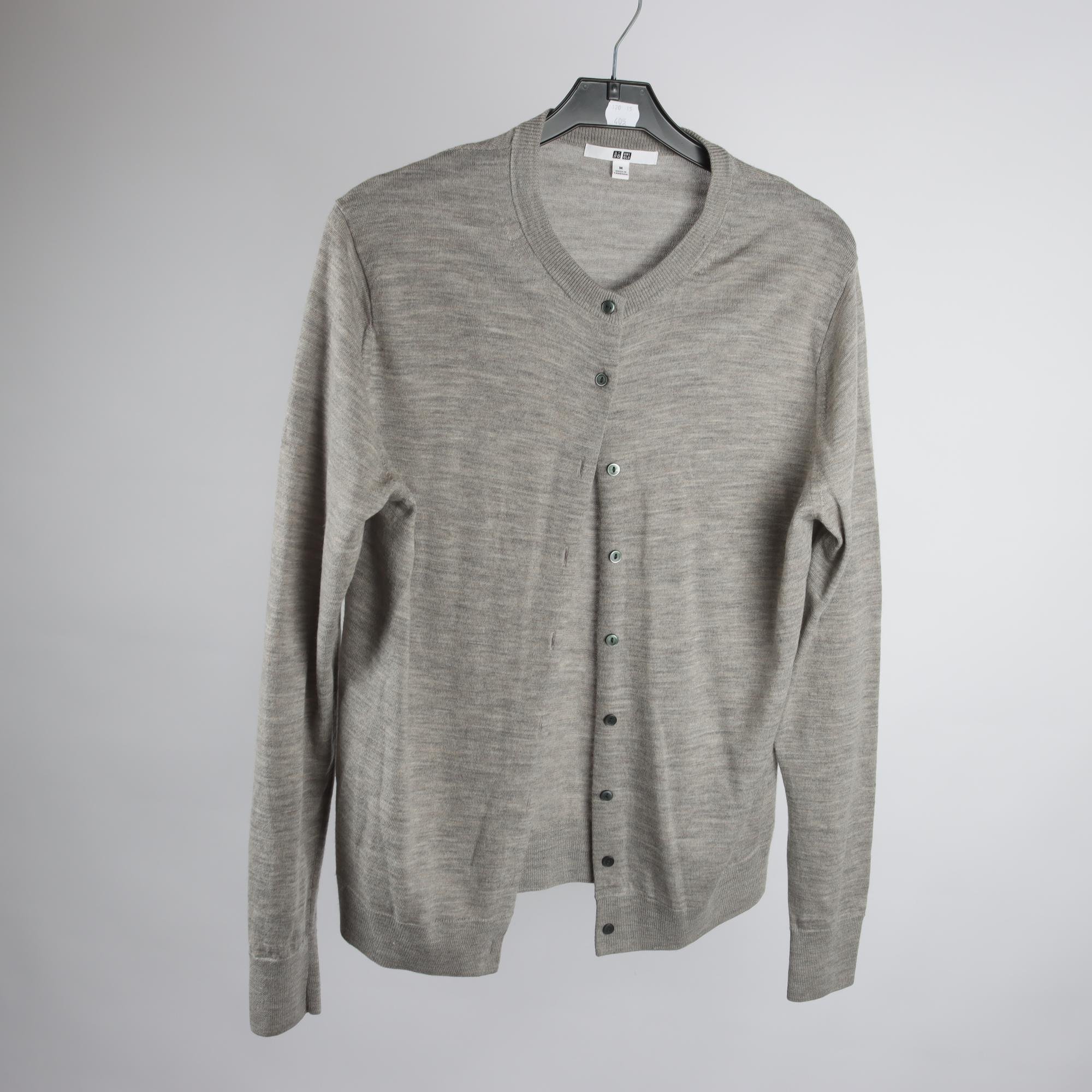 Kofta, Uniqlo, grå, 100% ull, stl. M.