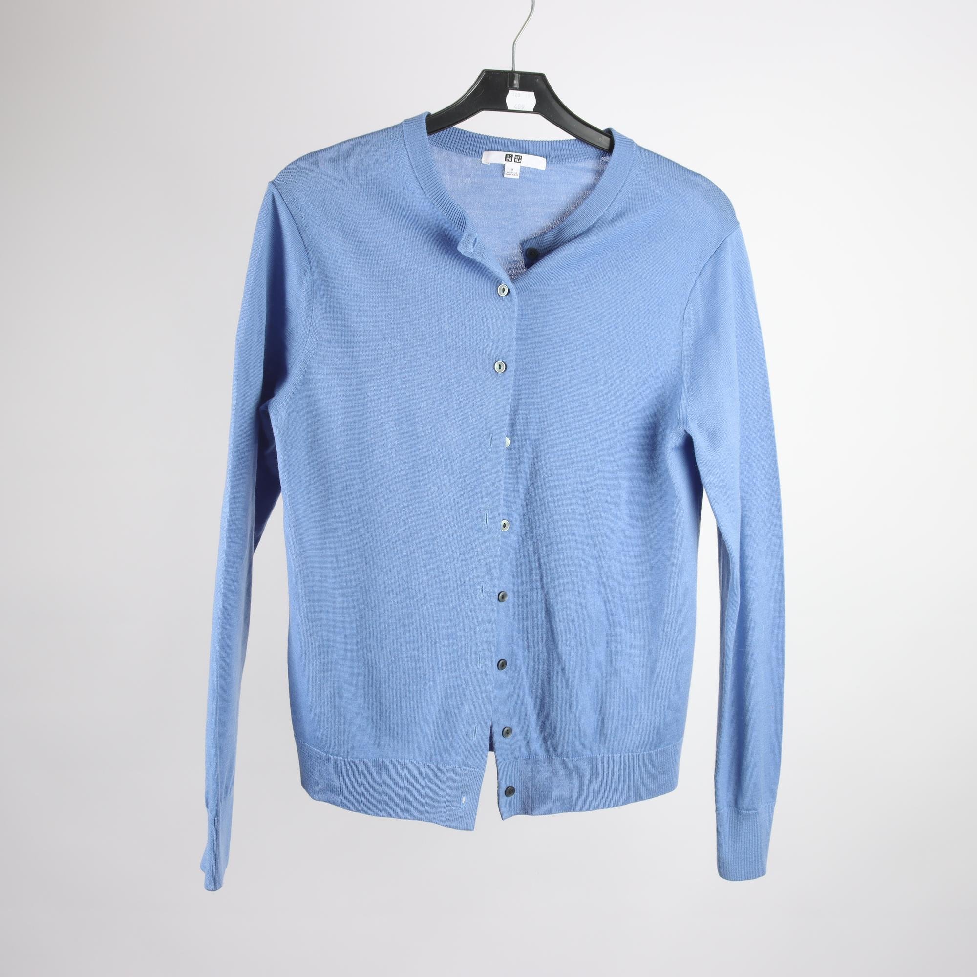 Kofta, Uniqlo, blå, 100% ull, stl. S.