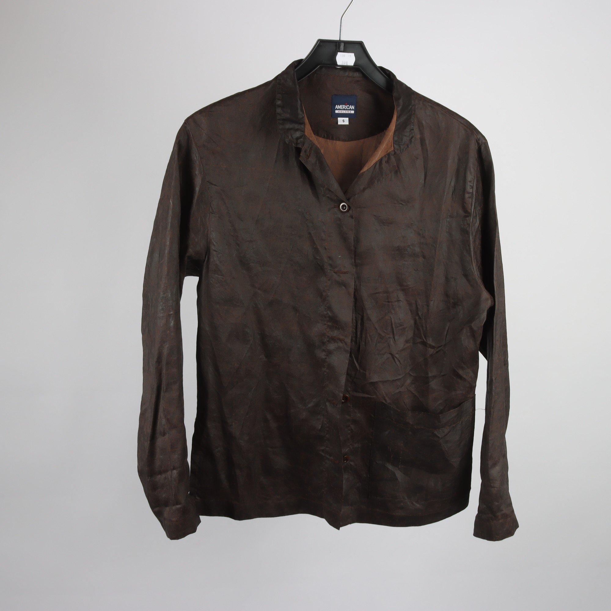 Blus, American Colors, brun, 100% silke, stl. S.