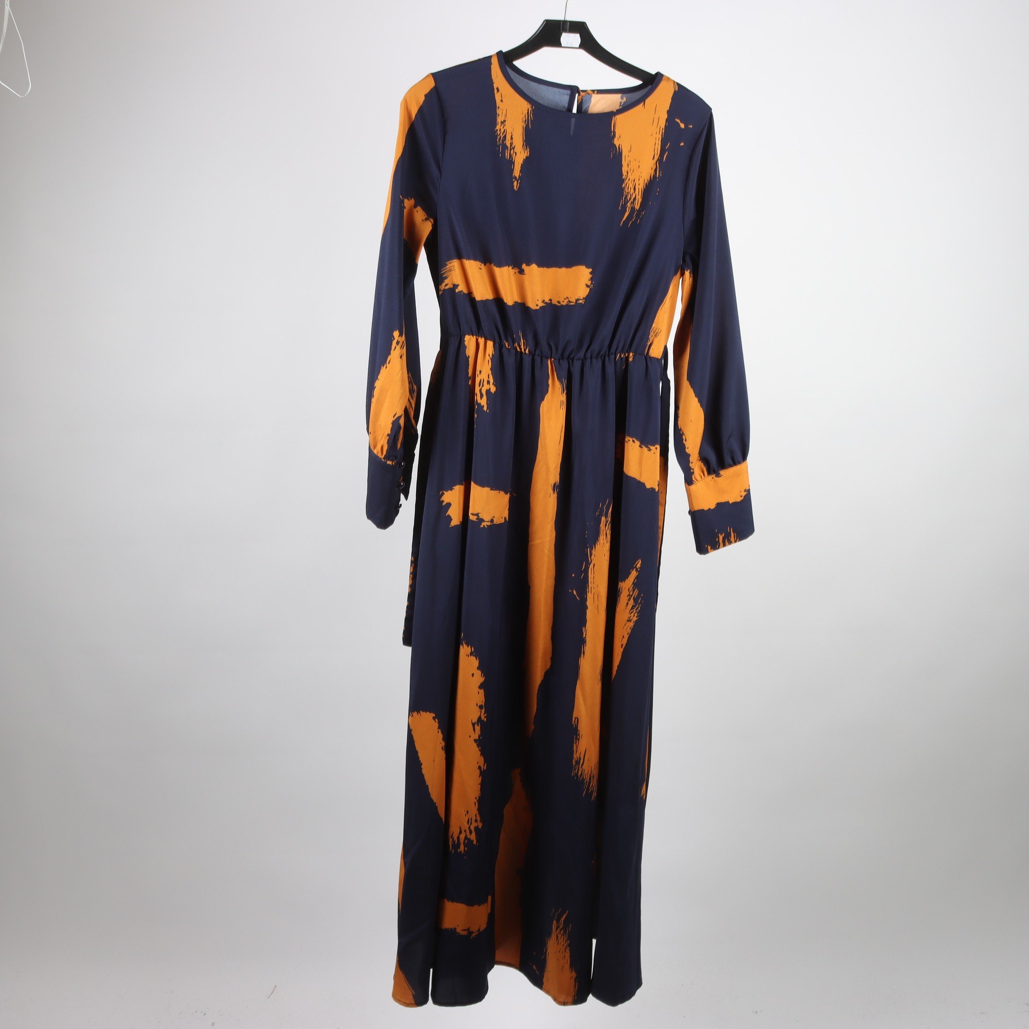 Klänning, Okänd, blå, senapsgul, stl. S.