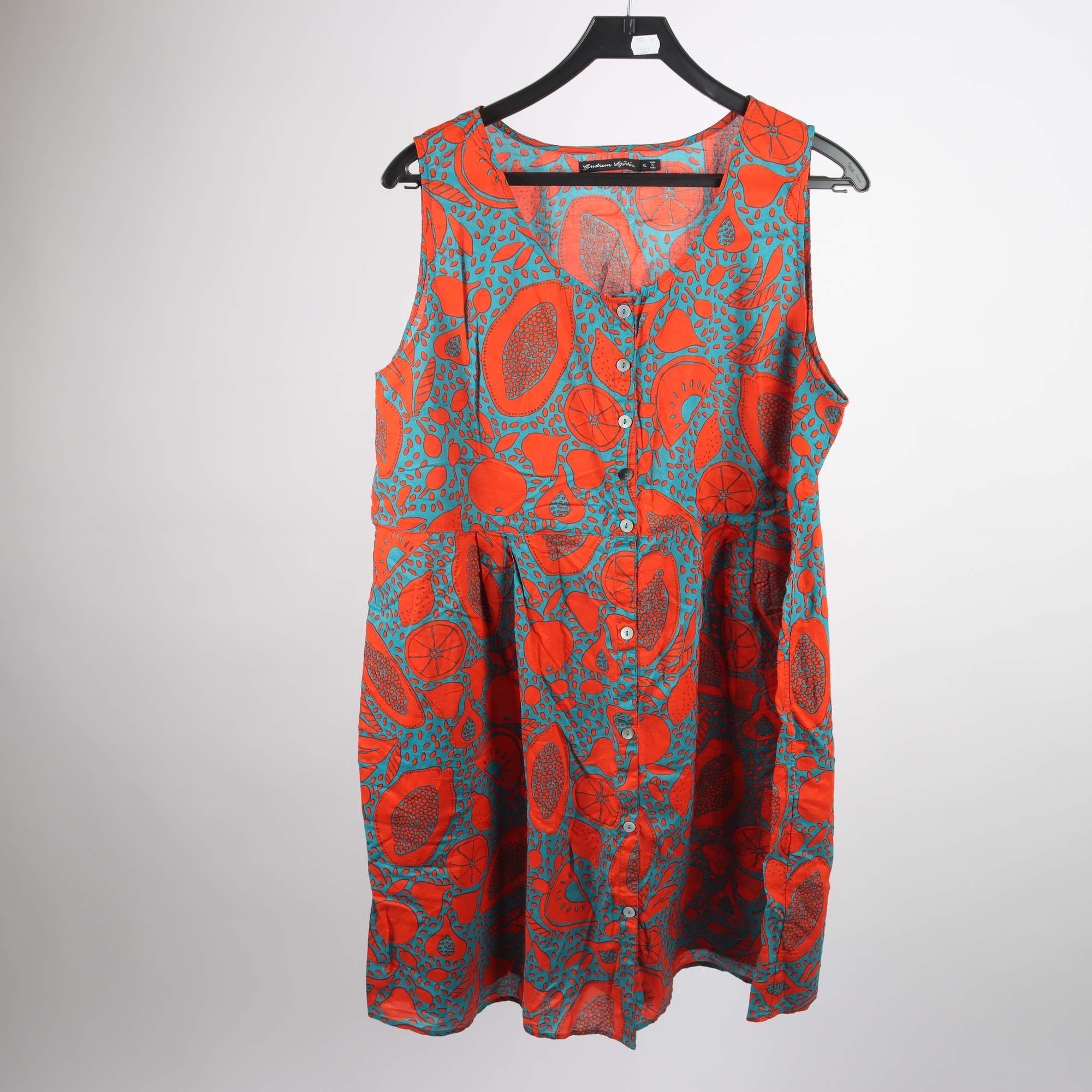 Klänning, Gudrun Sjödén, turkos, orange, stl. XL.