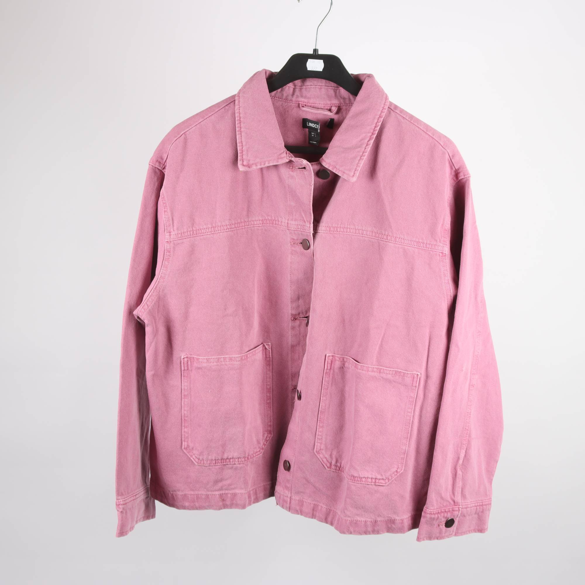 Jeansjacka, Lindex, vinröd, sliten look, stl. L.