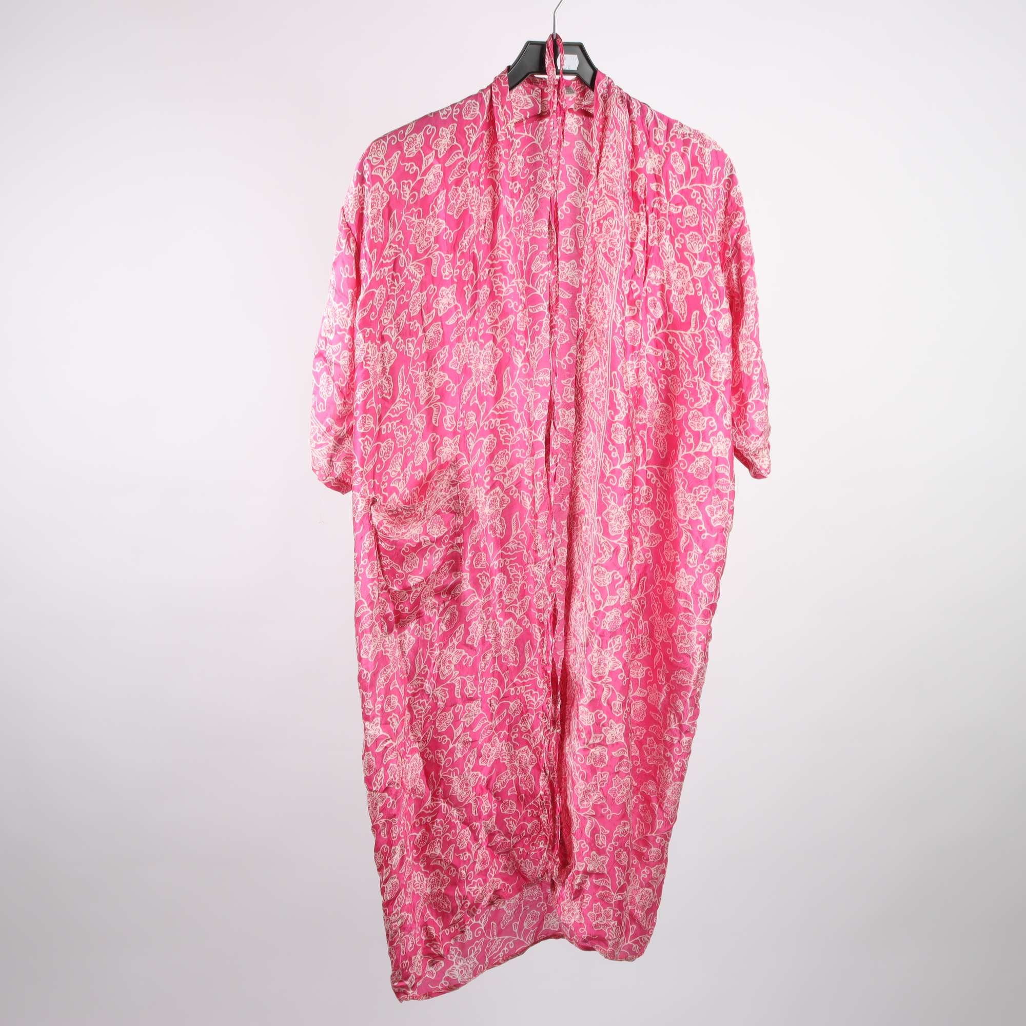 Kimono, Okänd, rosa, vit, 100% silke, stl. one size.