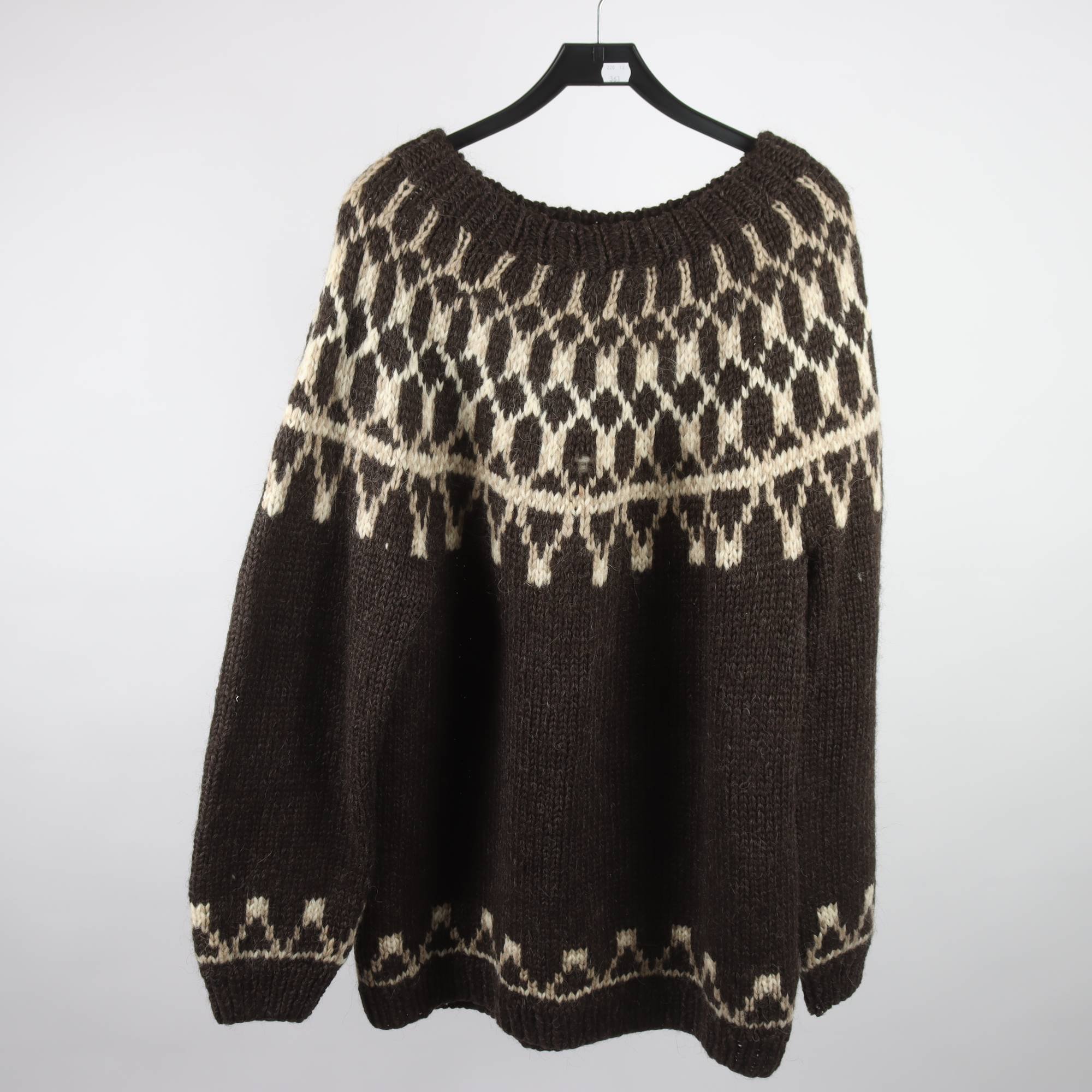 Tröja, Okänd, brun, beige, ull, stl. ca. XL/XXL.