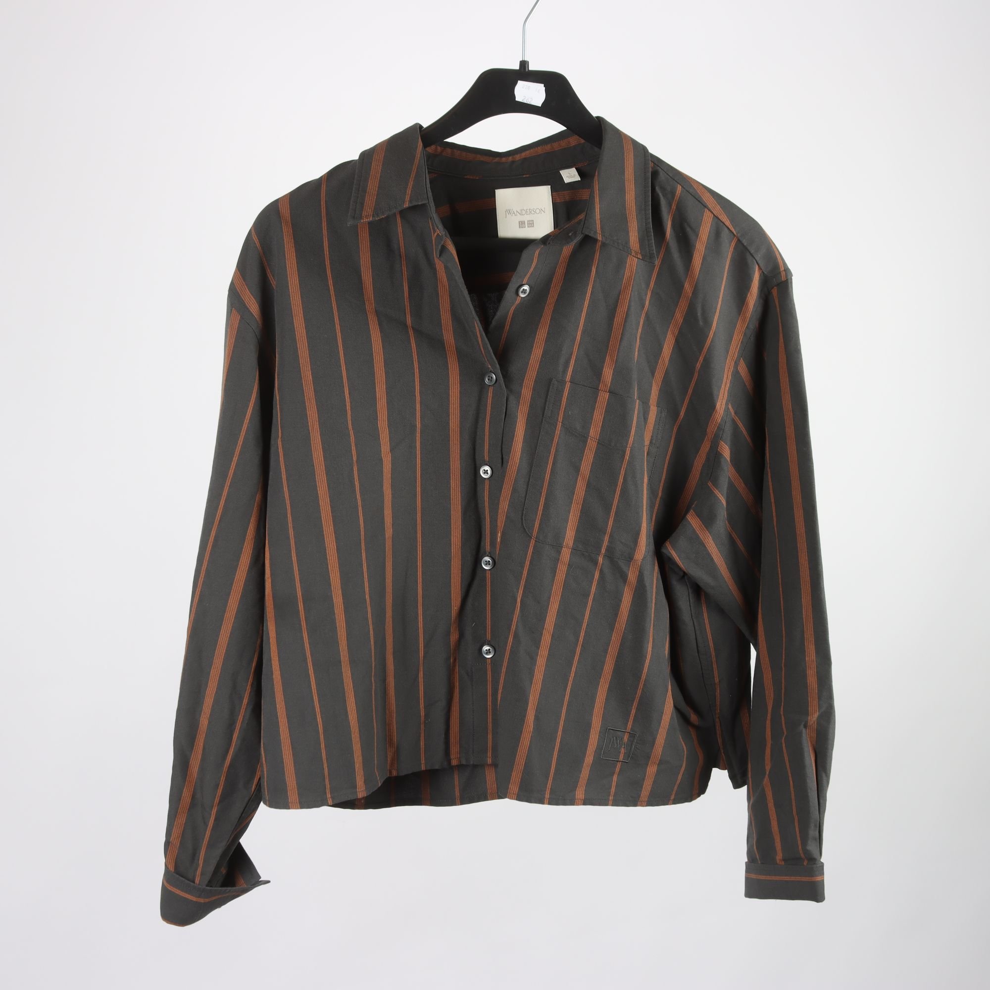 Skjorta, JW Anderson x Uniqlo, randig, brun, grå, stl. L.