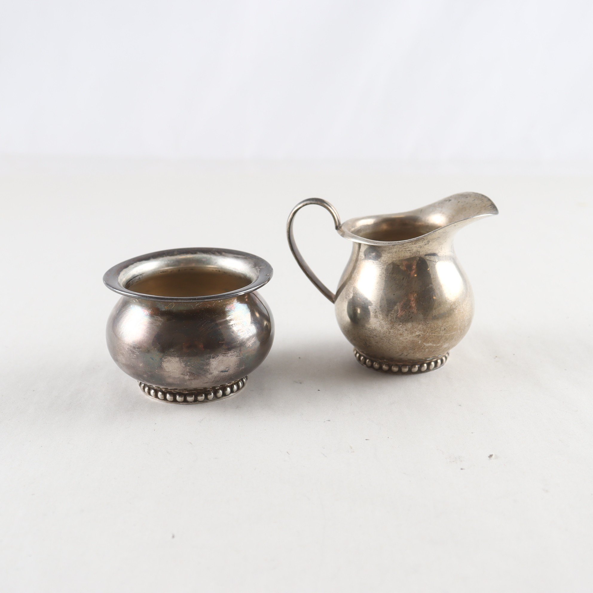 Set, gräddkanna, sockerskål, silver 835, vikt: 122 g