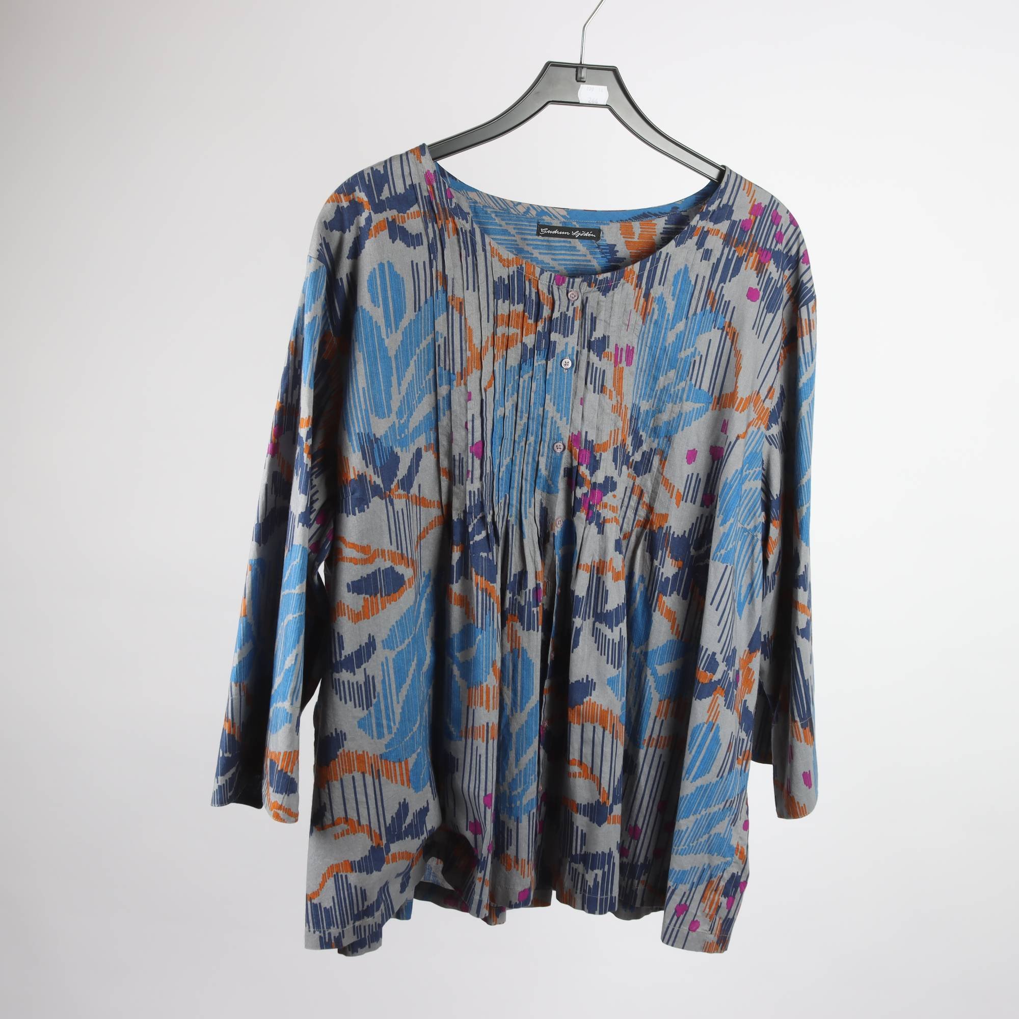 Blus, Gudrun Sjödén, mönstrad, blå, lila, stl. ca. M/L.
