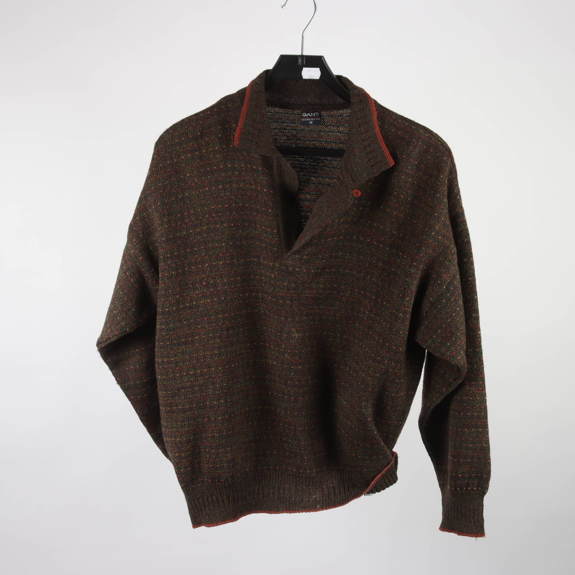 Tröja, Gant, brun, mönstrad, 100% ull, retro, stl. M.