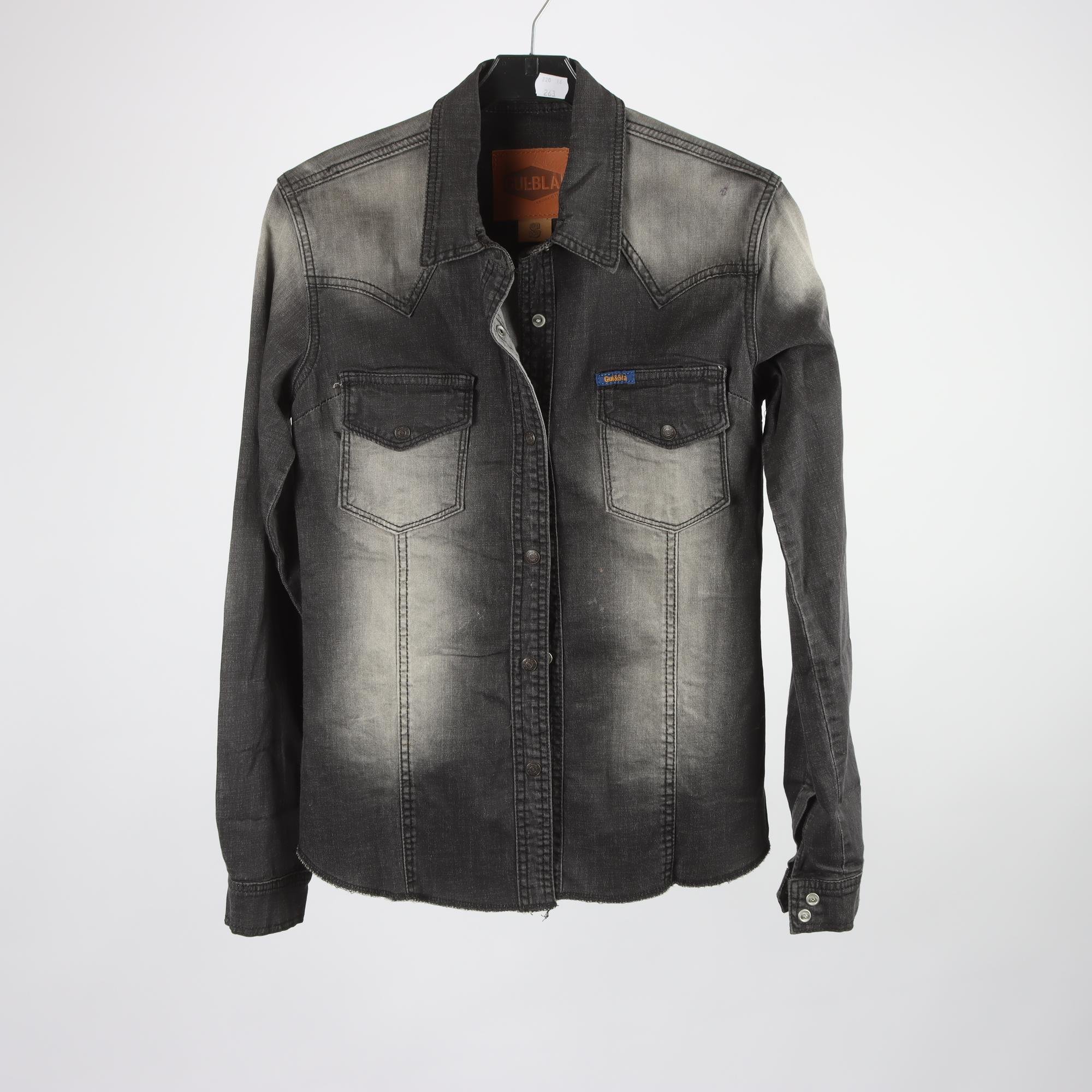 Jeansskjorta, Gul-Blå, svart, stl. S.