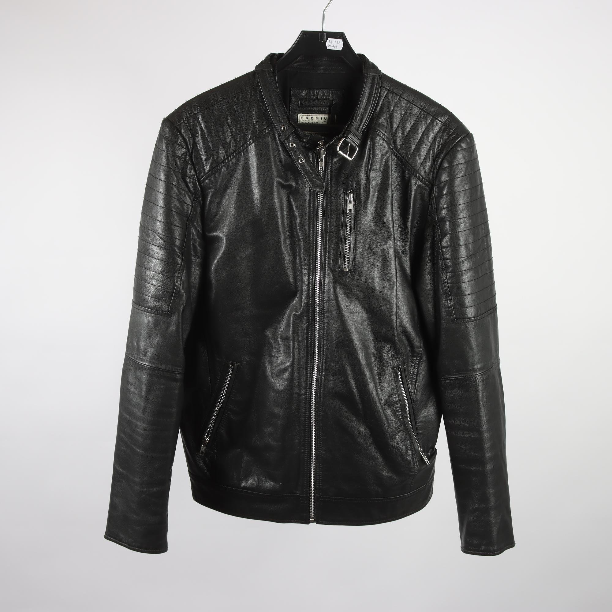 Skinnjacka, Jack & Jones, 100% läder, stl. L