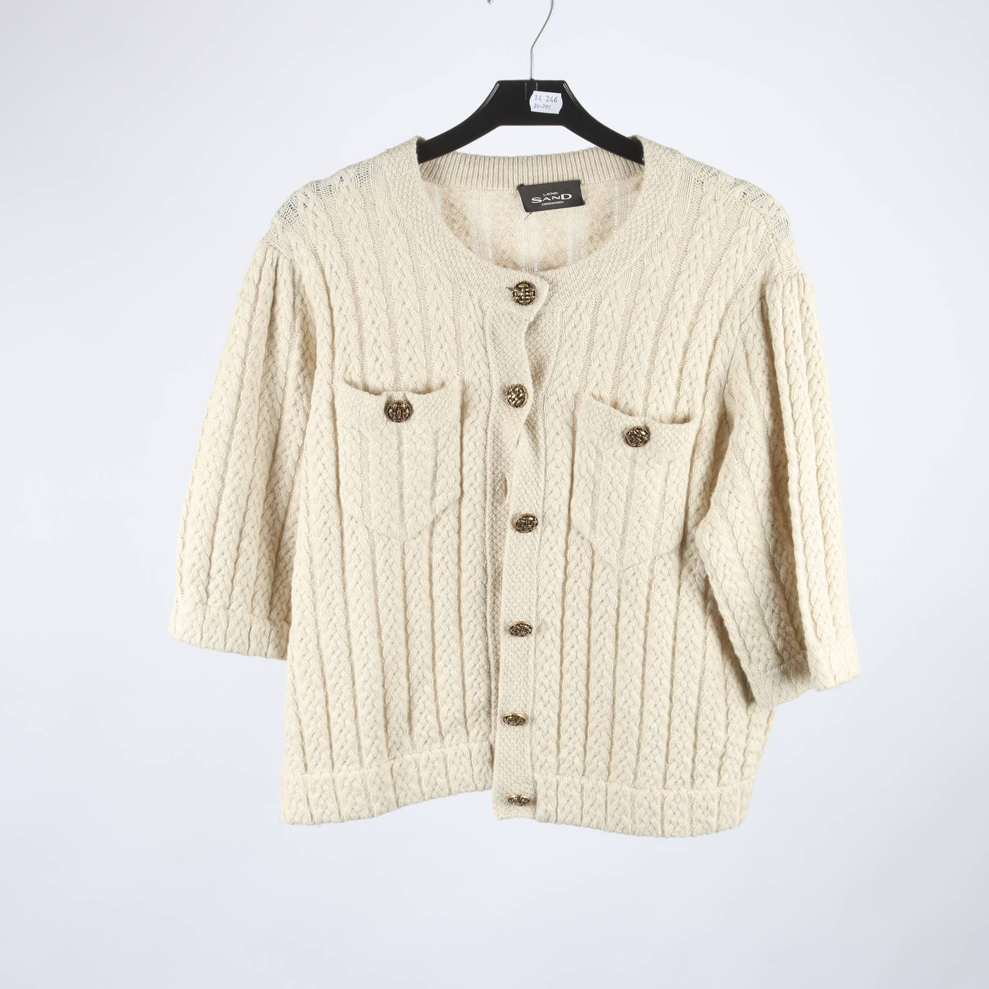 Stickad kofta, Sand, stl. L