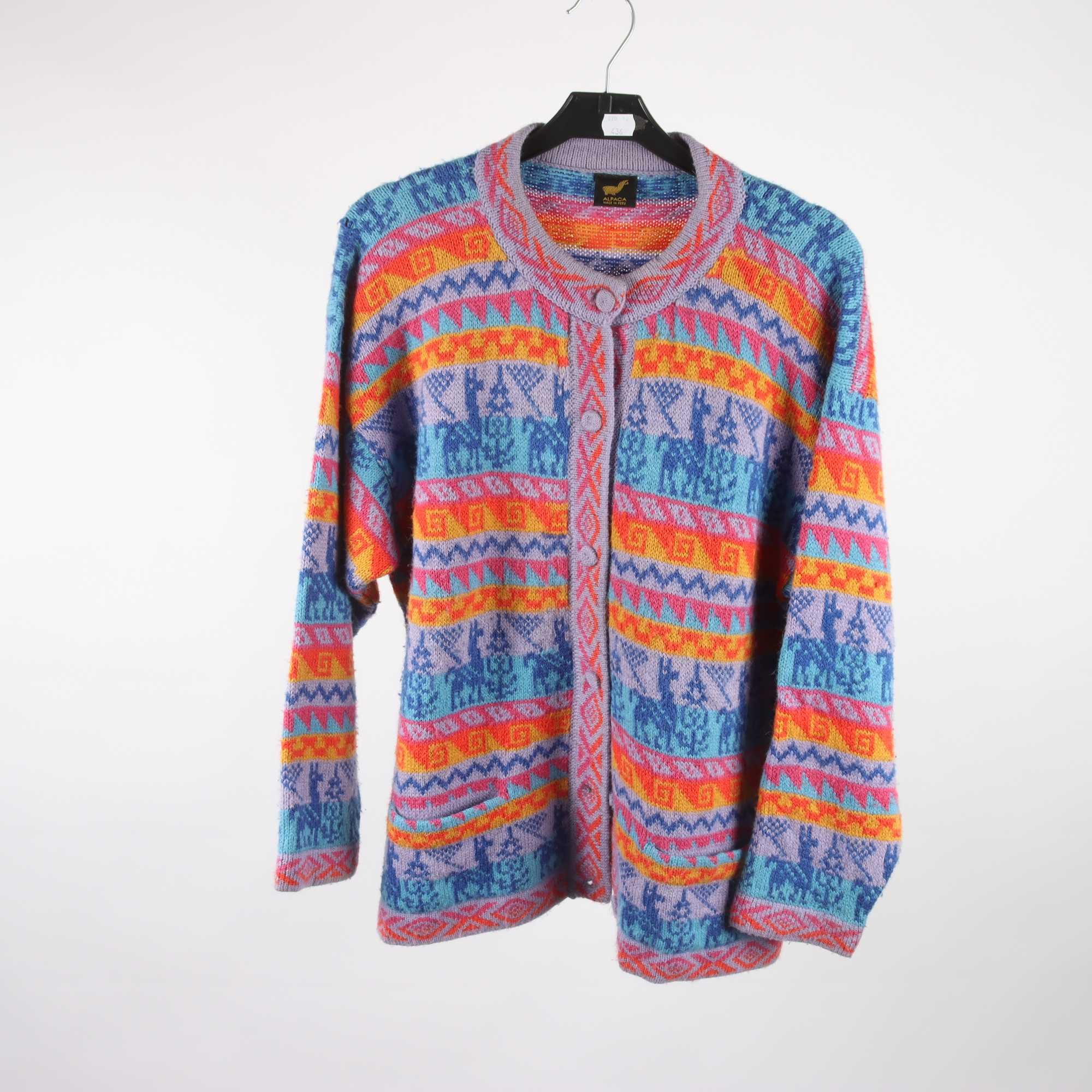 Kofta, Alpaca, Peru, orange, blå, stl. ca. M.