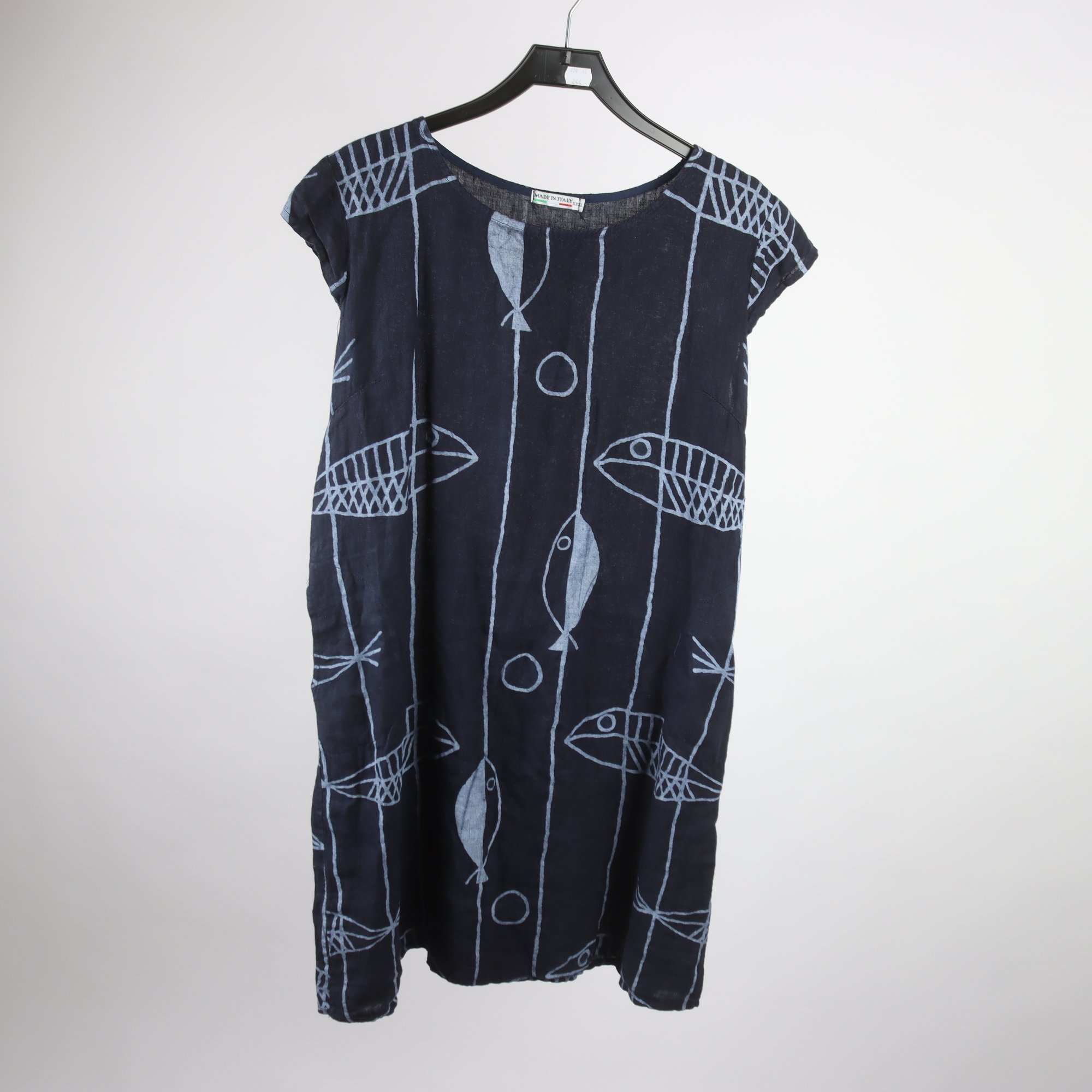 Klänning, Made in Italy, blå, 100% lin, stl. XXXL.