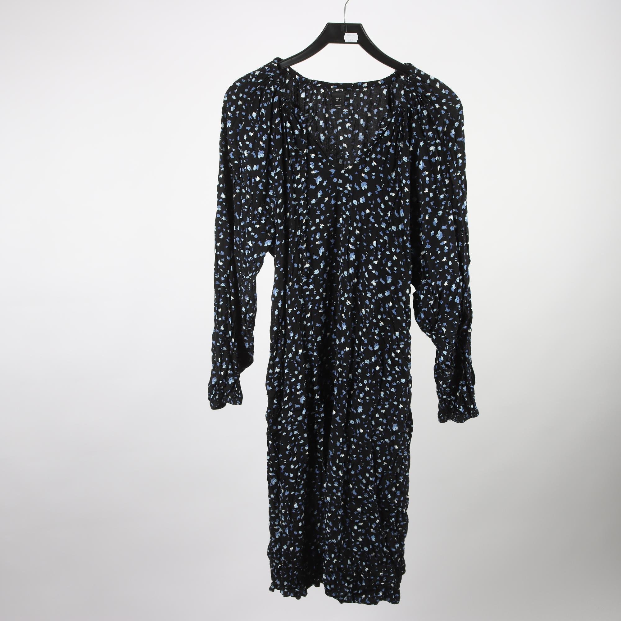Klänning, Lindex, svart, blå, stl. L.