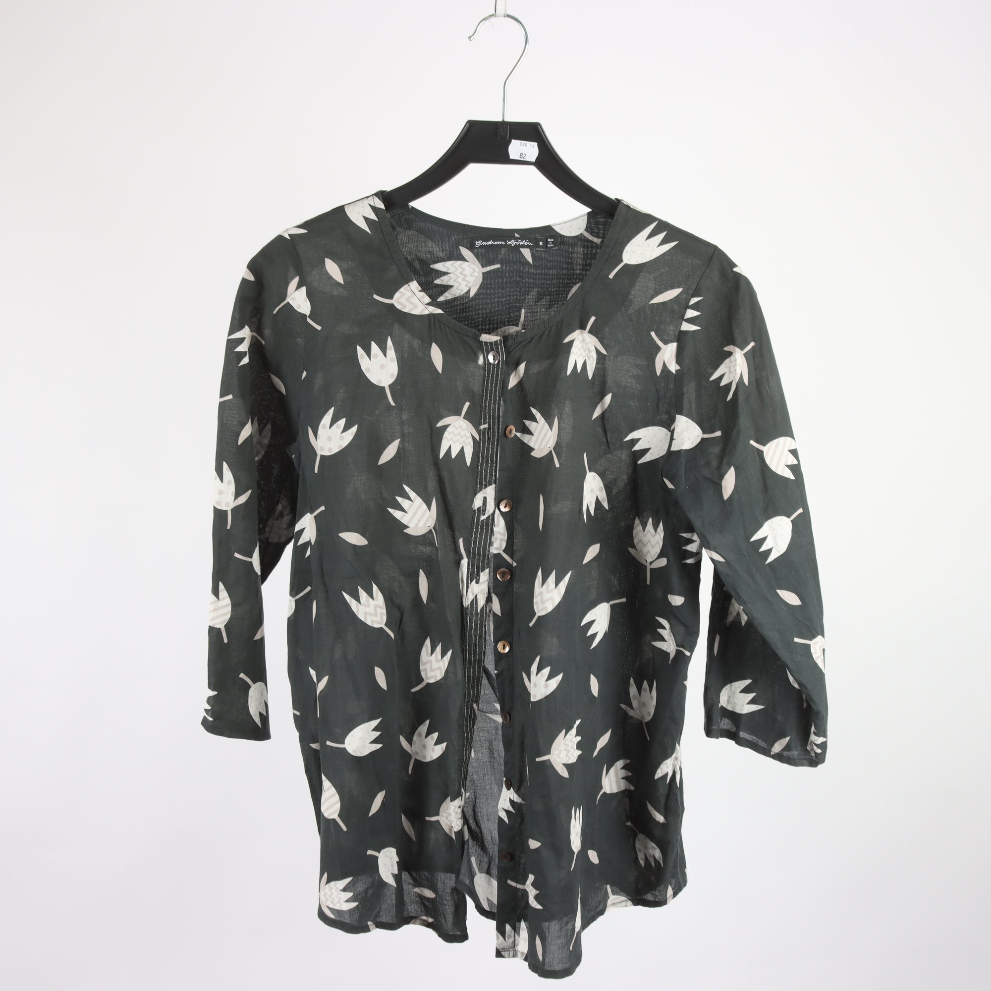 Blus, Gudrun Sjödèn, svart, mönstrad, stl. S