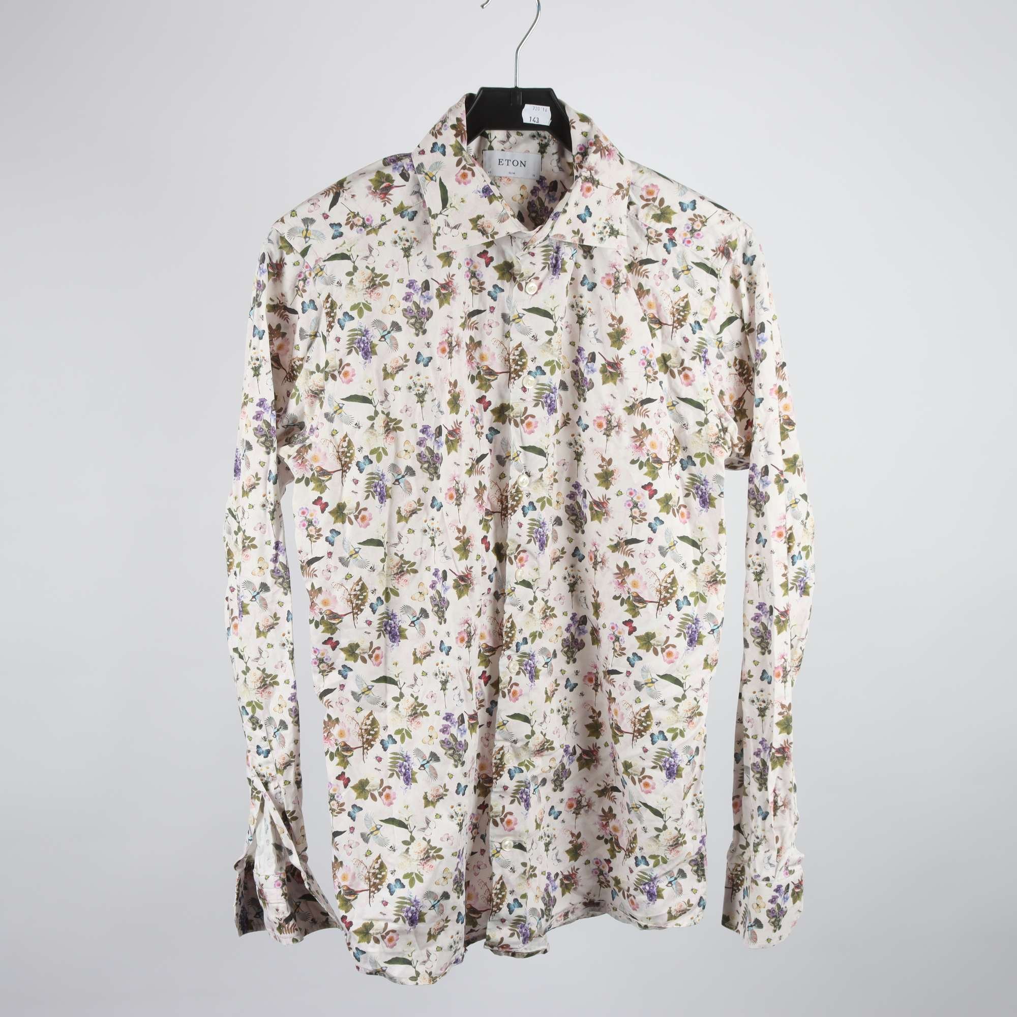 Skjorta, Eton, vit, mönstrad, stl. L