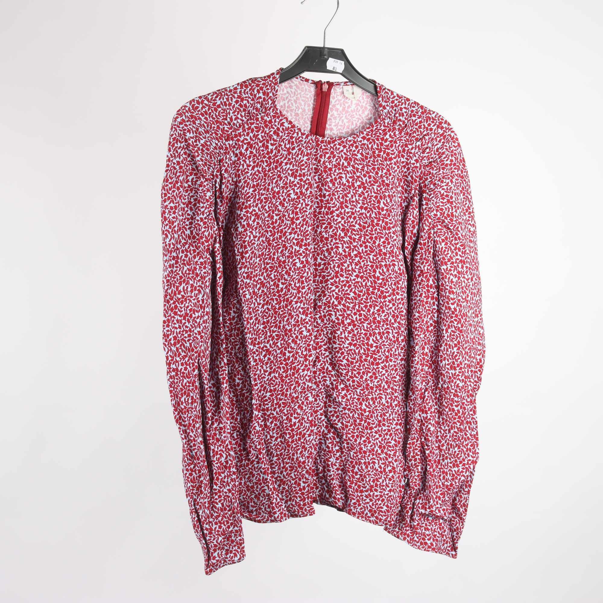 Blus, Arket, röd, blå, mönstrad, stl. 34