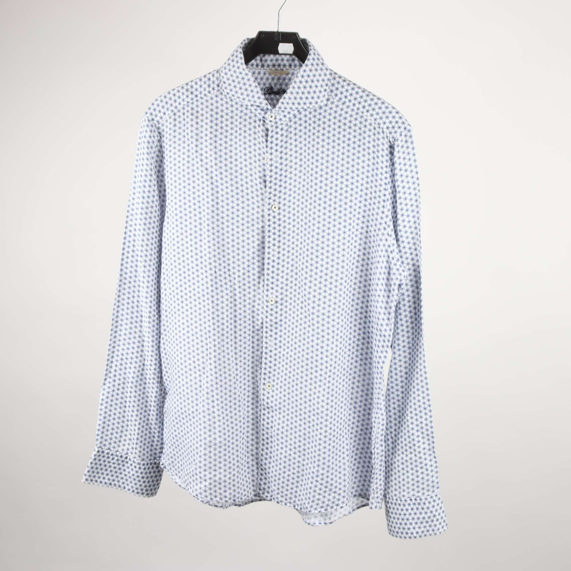 Skjorta, Stenströms, mönstrad, vit, blå, 100% lin, stl. L.