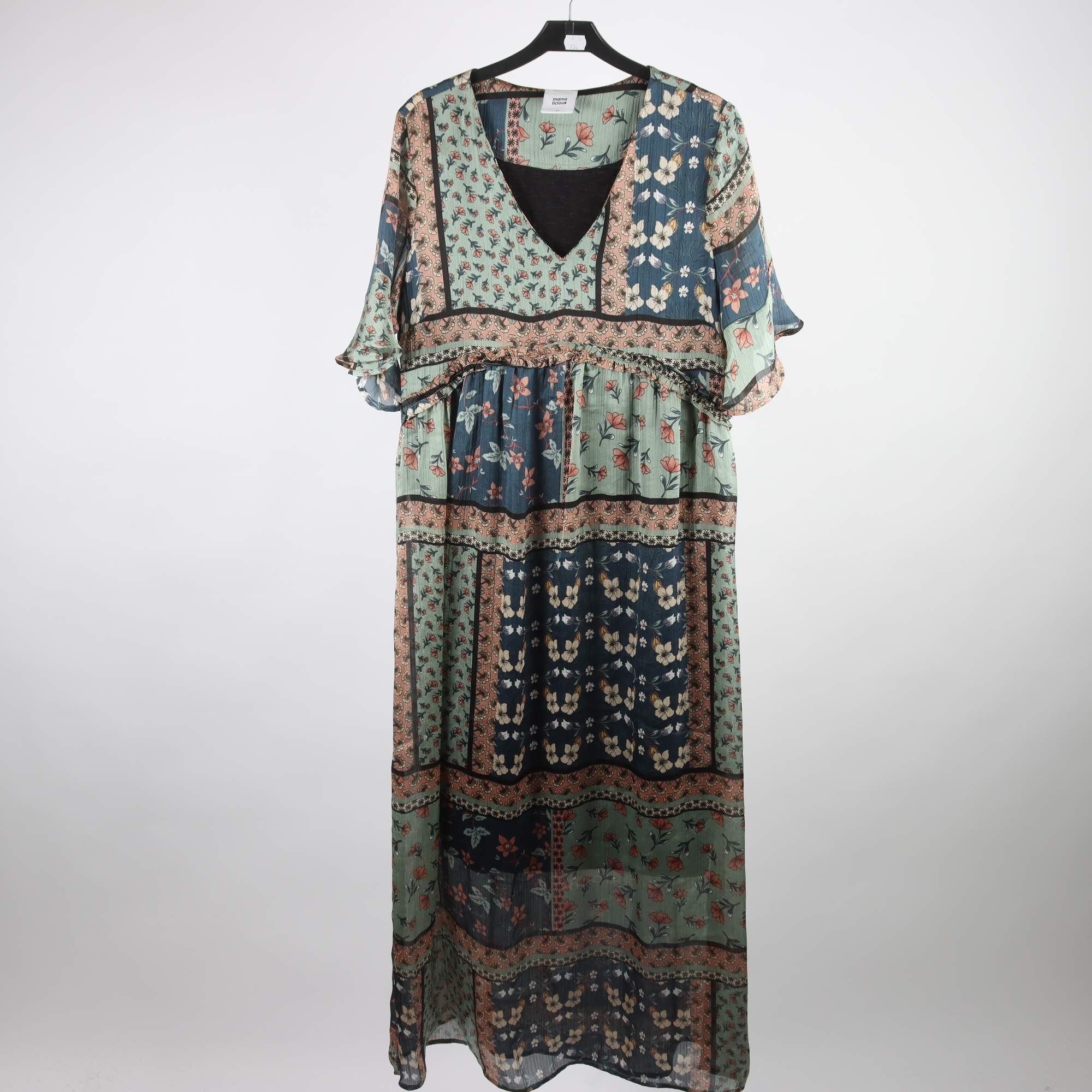 Klänning, Mama Licious, blå, grön, stl. M.