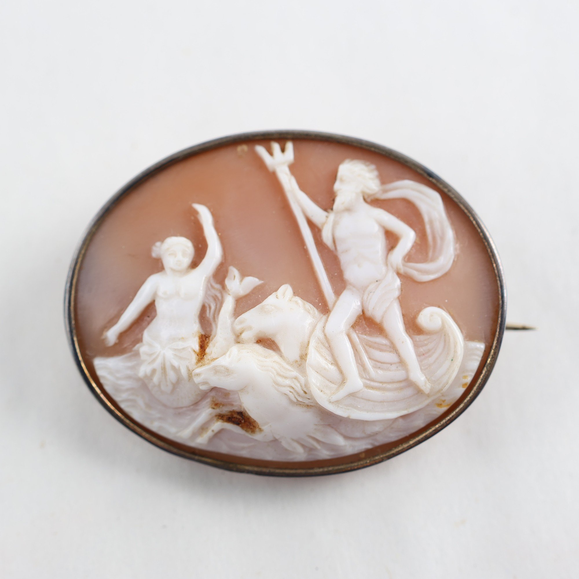 Kame, silver, snäckskal, brv: 11.7g