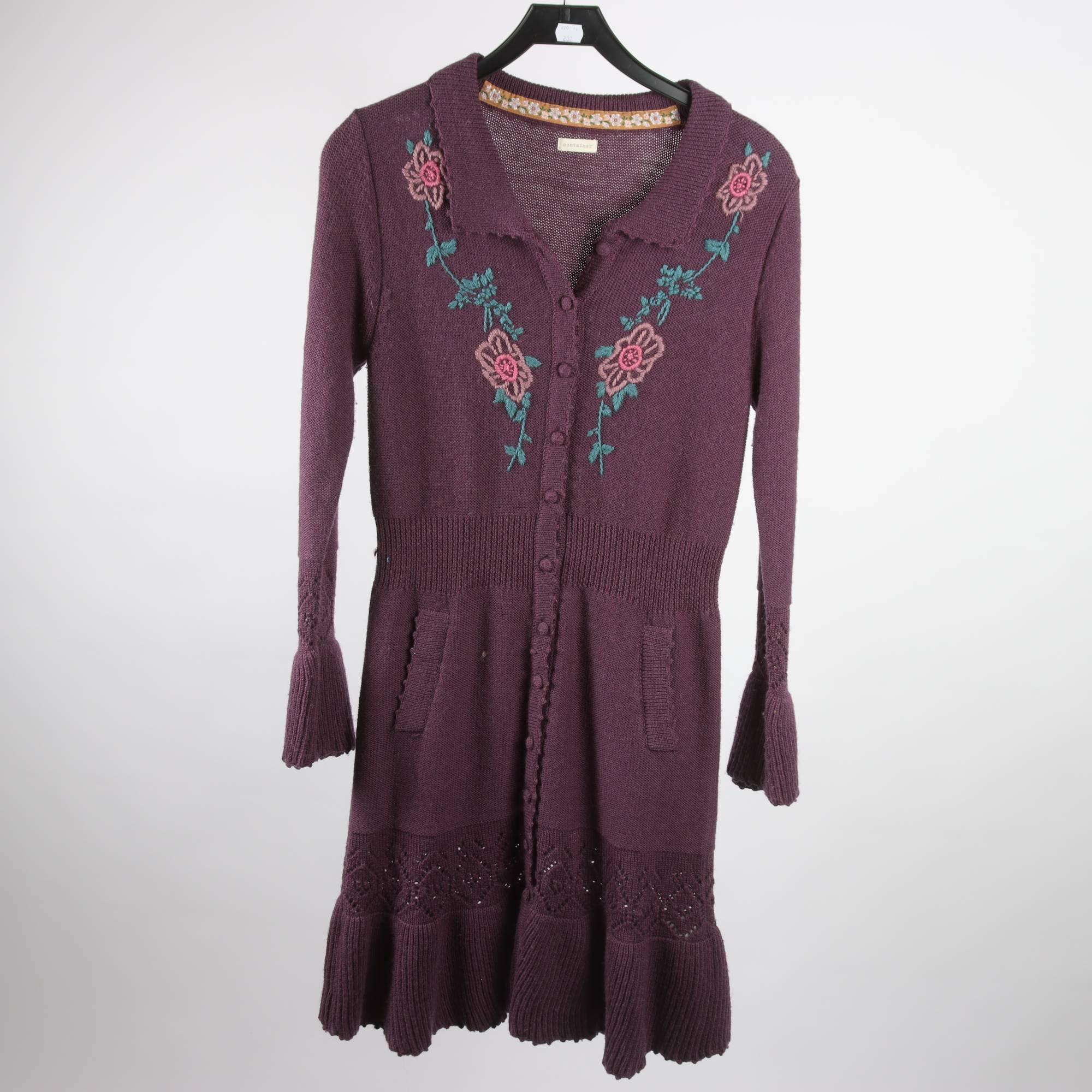 Klänning, Container, vinröd, stickad, 100%, stl. S.