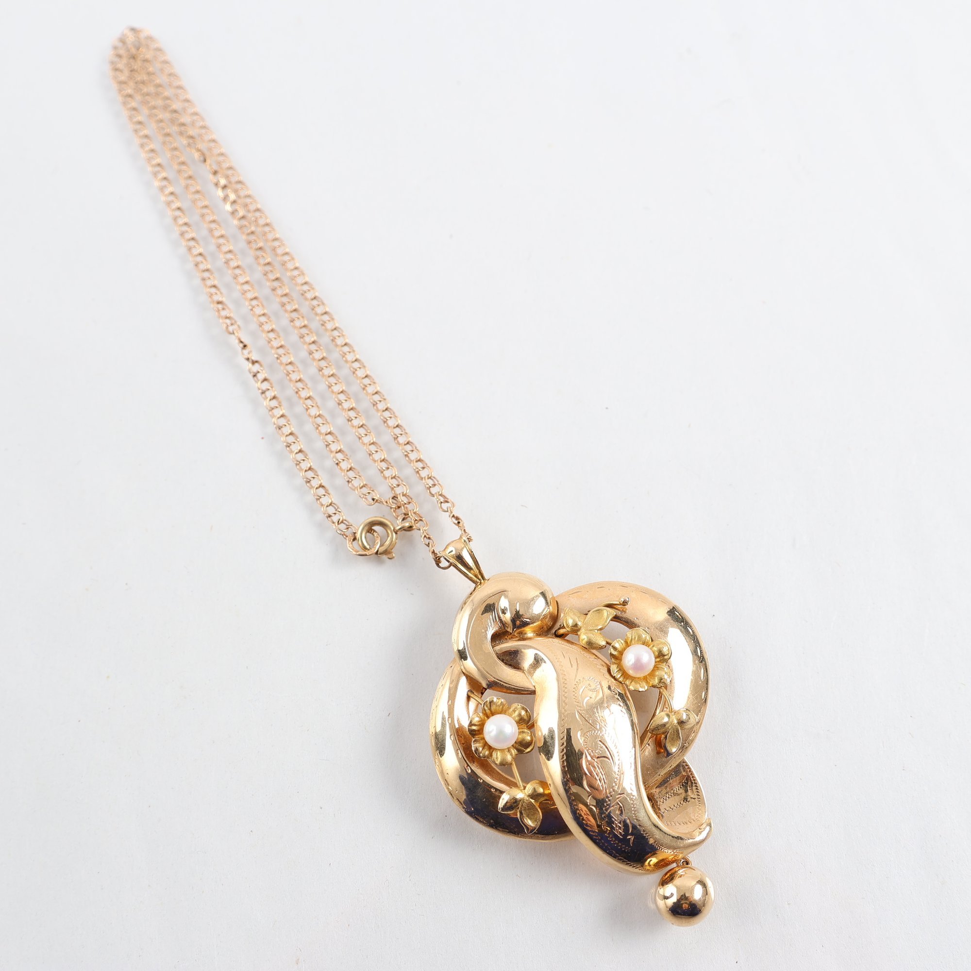 Halsband & hänge / brosch, guld 18k, vikt: 9.7g