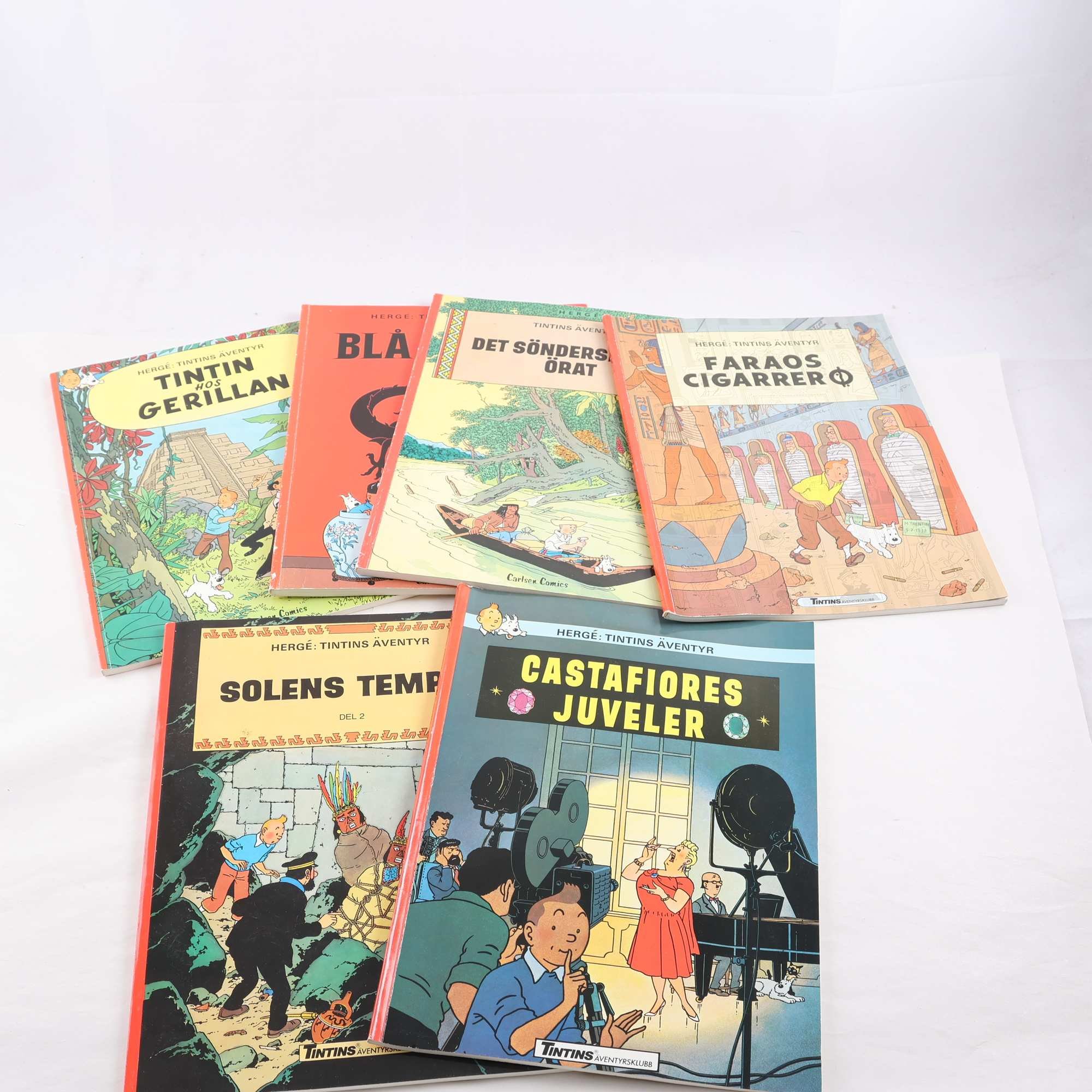 Tintins äventyr, paket med 6 album, utgivna 1980-tal