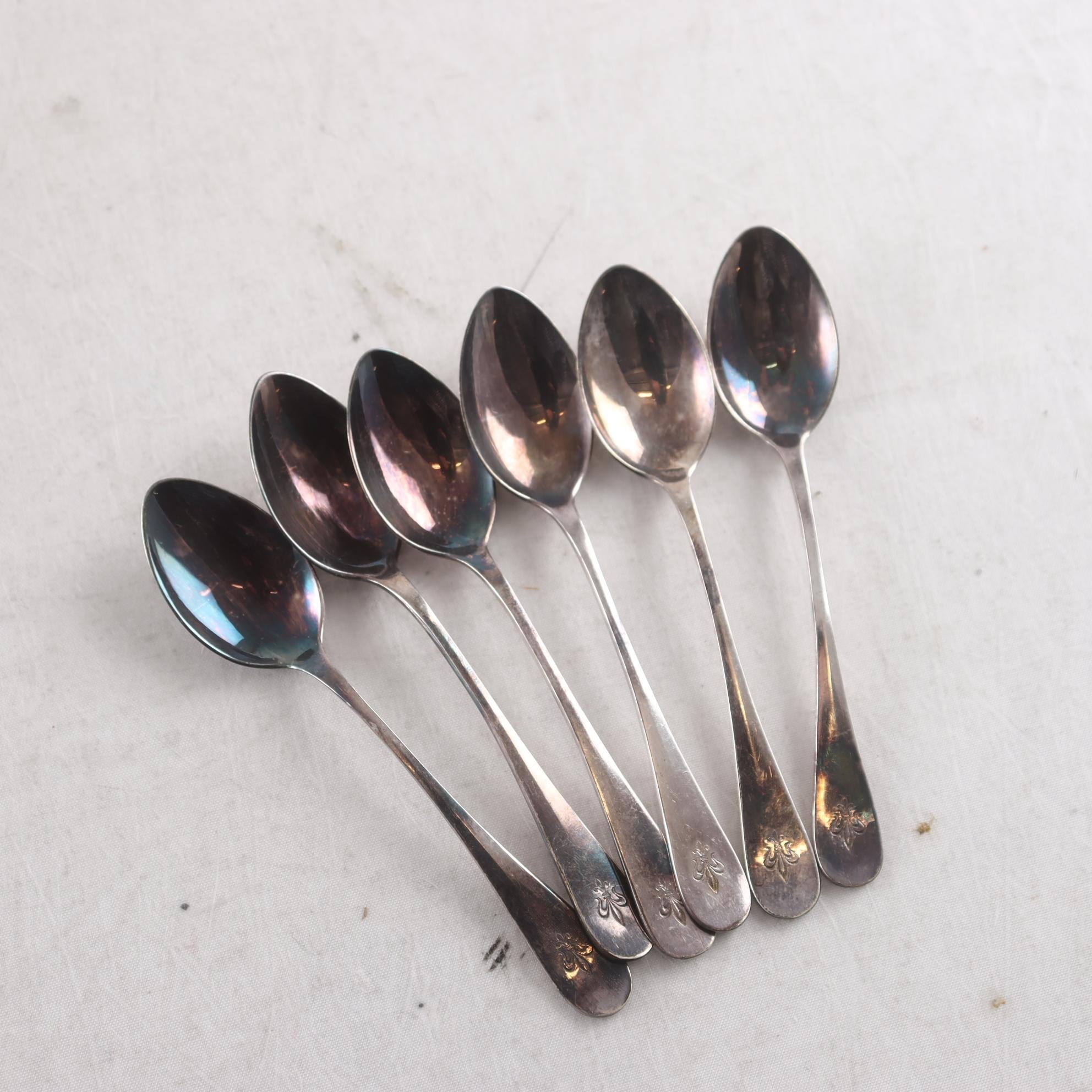 Teskedar, Silver, stämplade kattfot & S, 6 st.